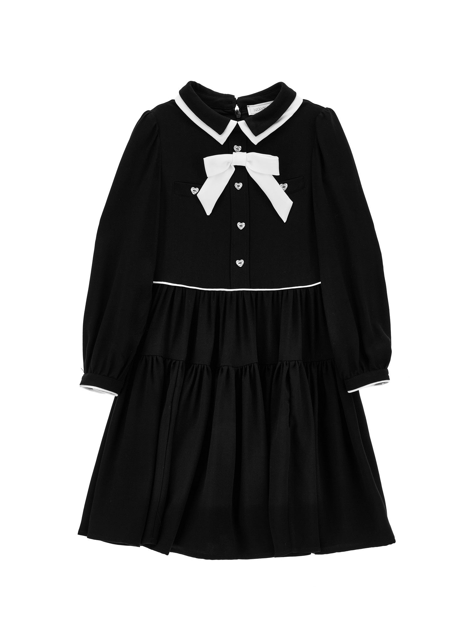 Contrast Twill Dress Black/White