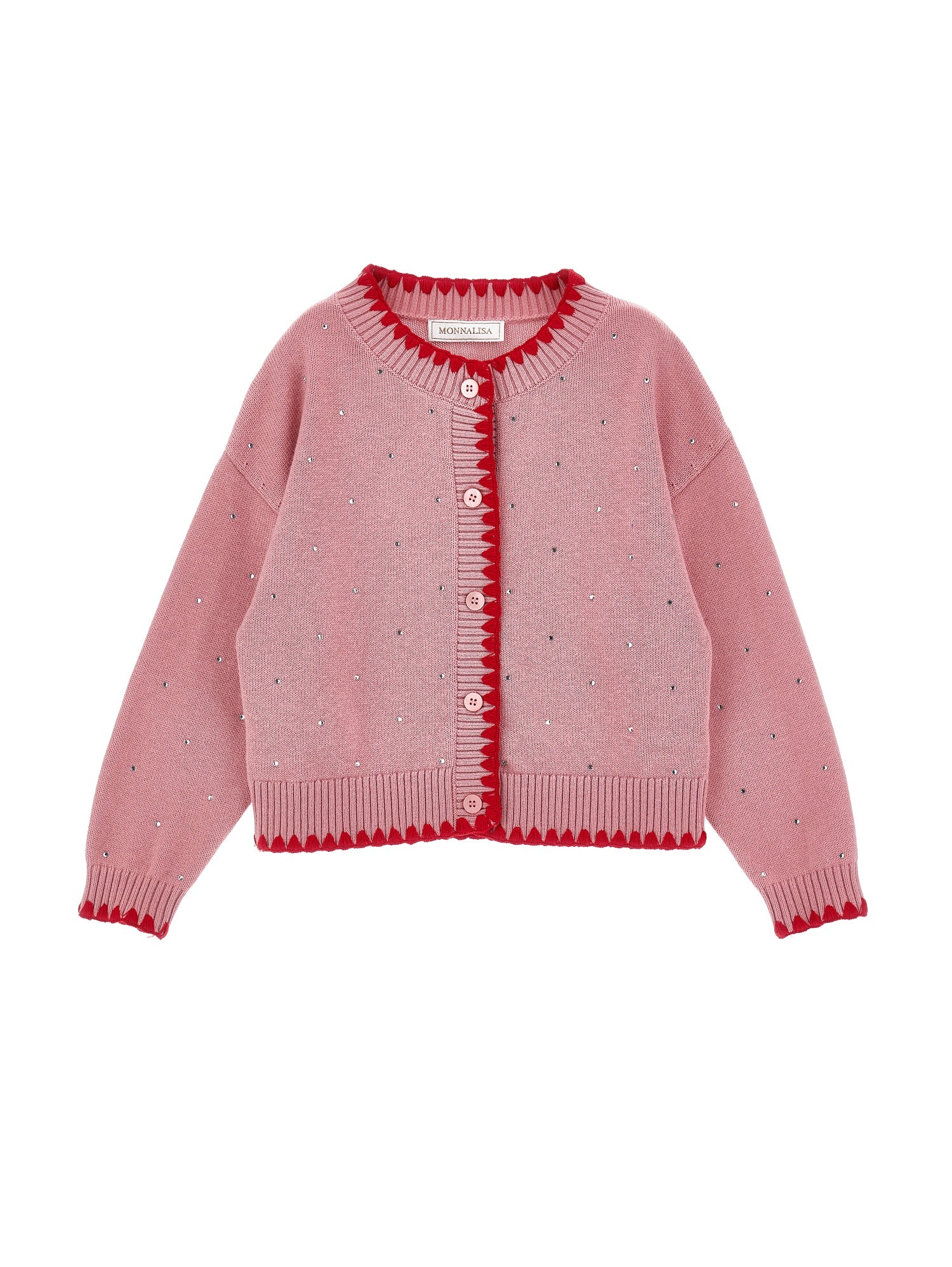 Embellished Knit Cardigan Pink/Red