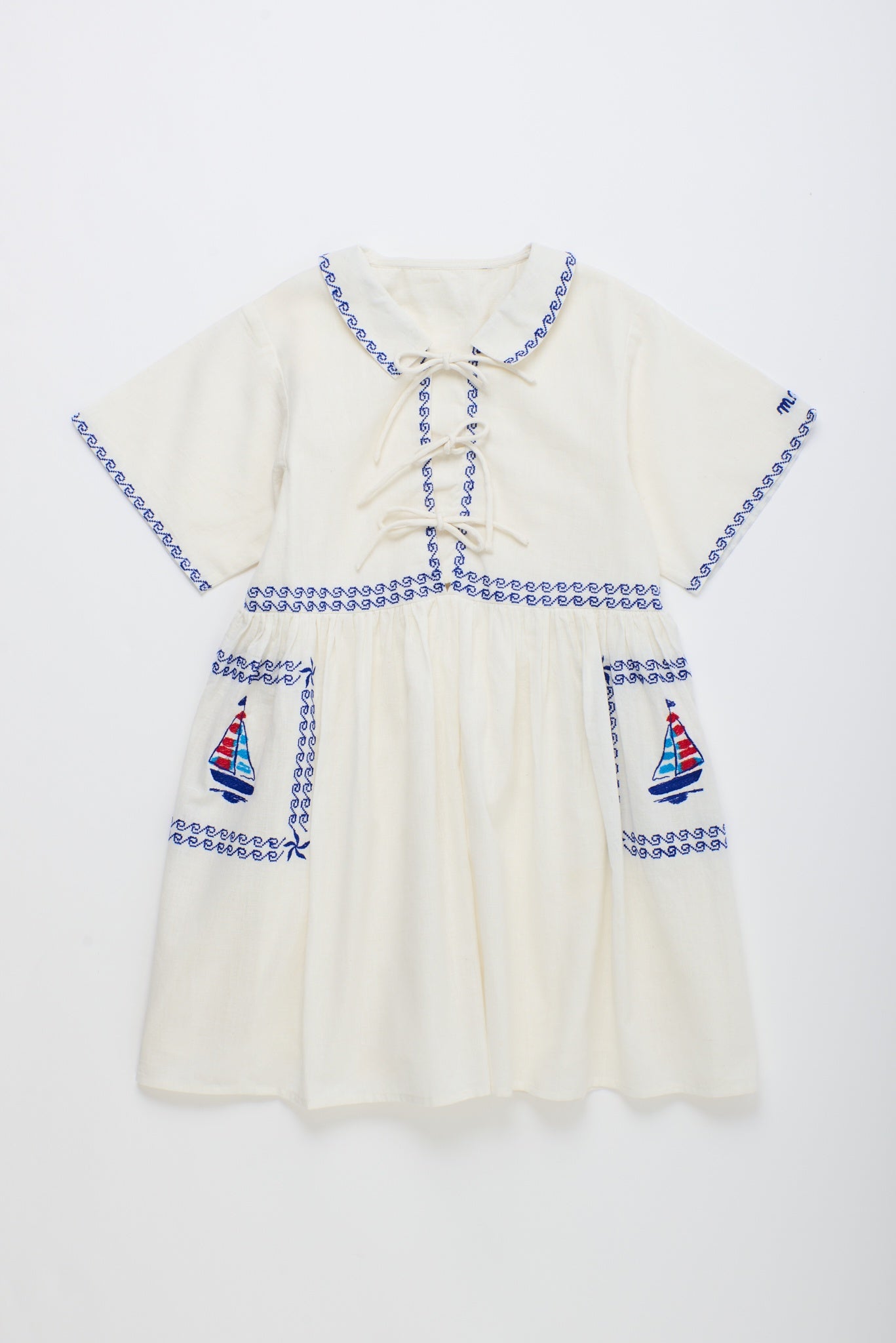 Barcos Embroidered Dress White
