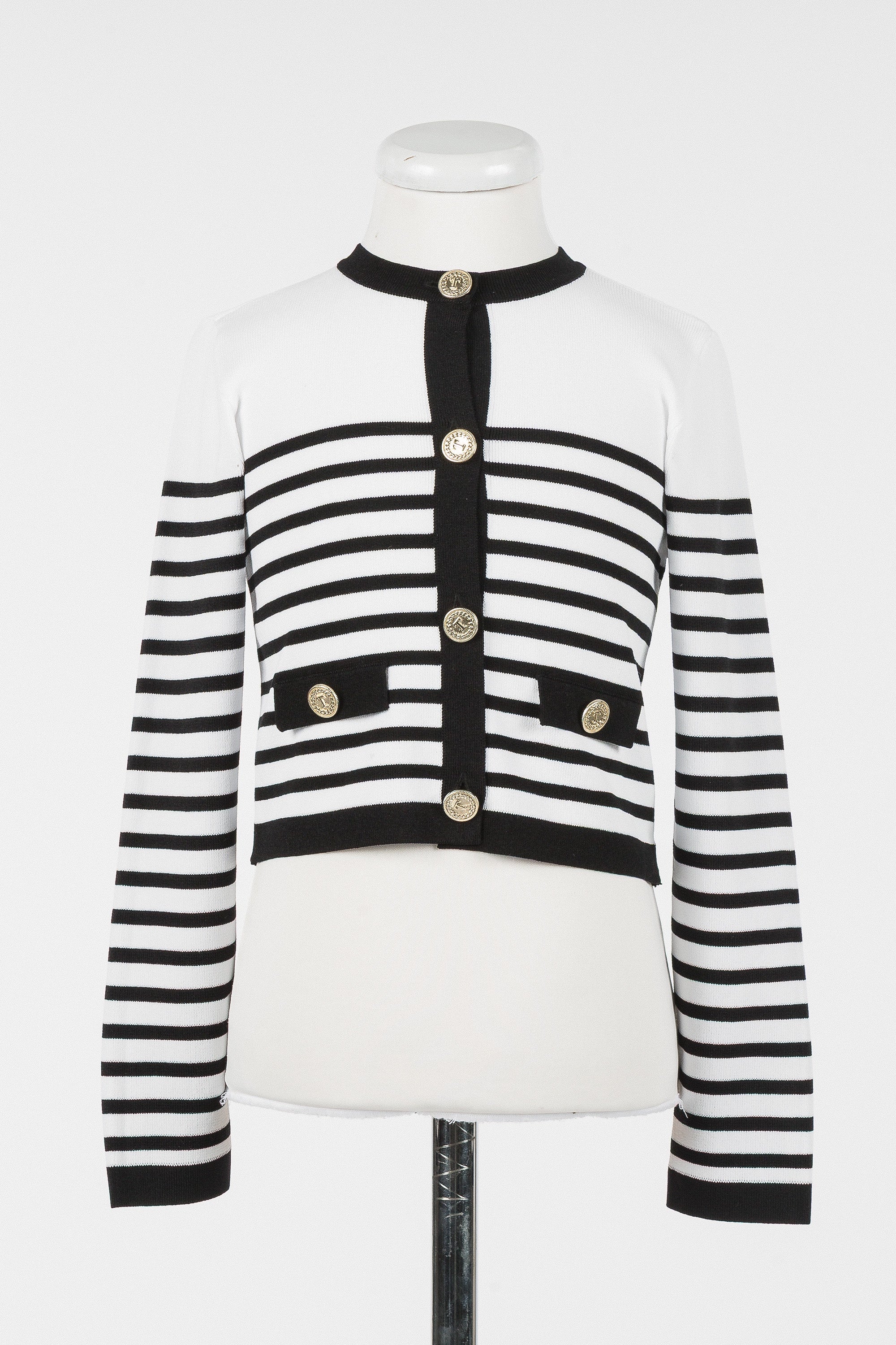 Riga Off White/Black Stripe Ted Cardigan