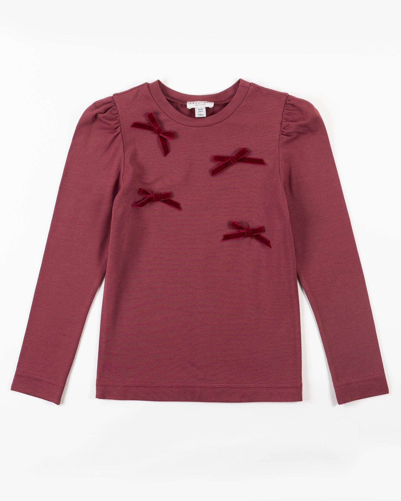Burgundy Jersey Tshirt W/Velvet Bows