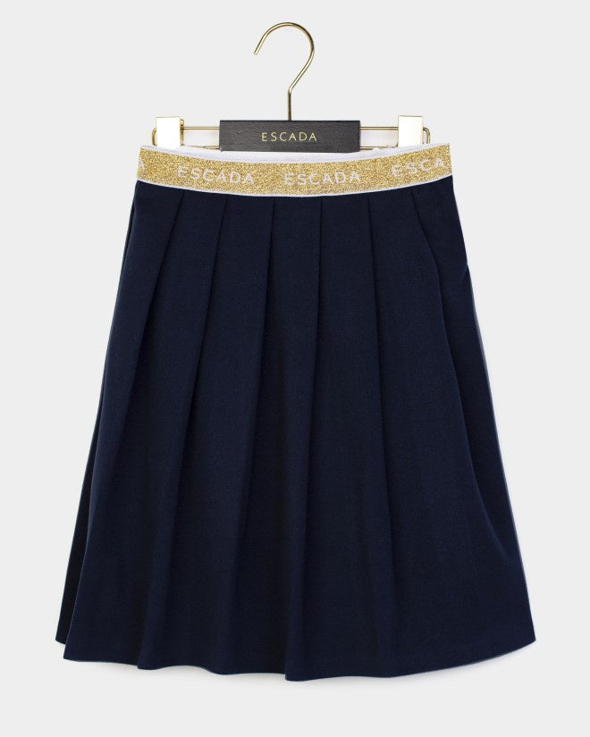 Navy Skirt W/Gold Waistband
