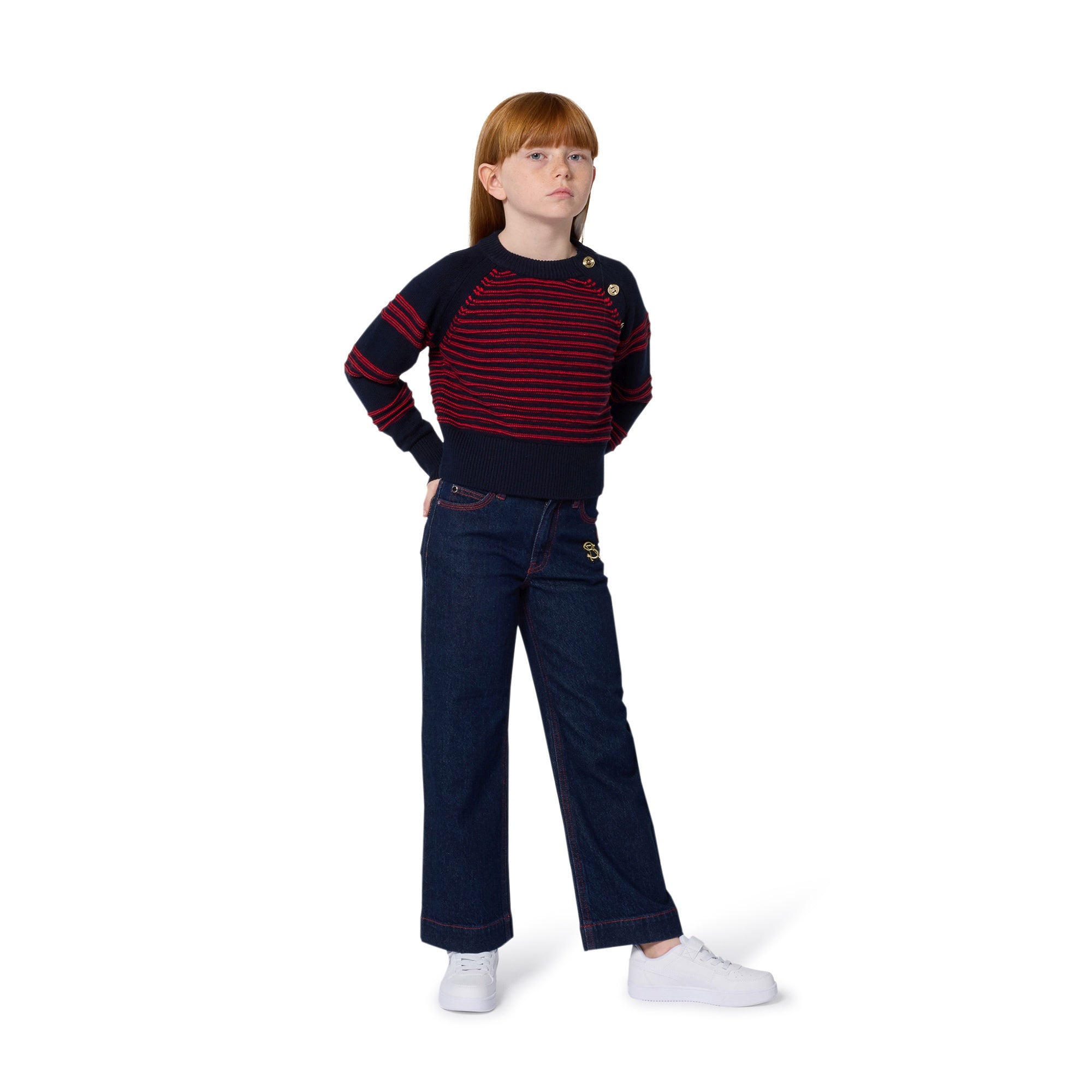 A00348 Navy Striped Sweater