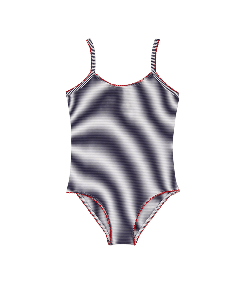 A0CNT Navy White Girl Stripe Swimsuit