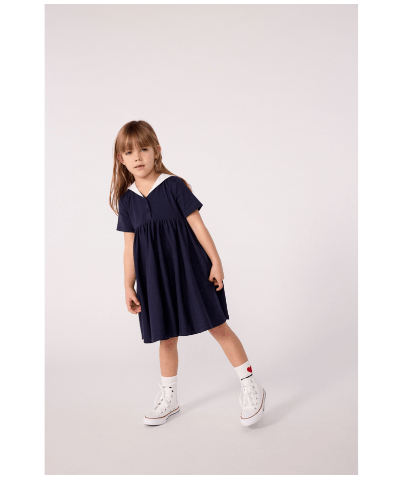 A0DXL Navy Sailor Collar Dress