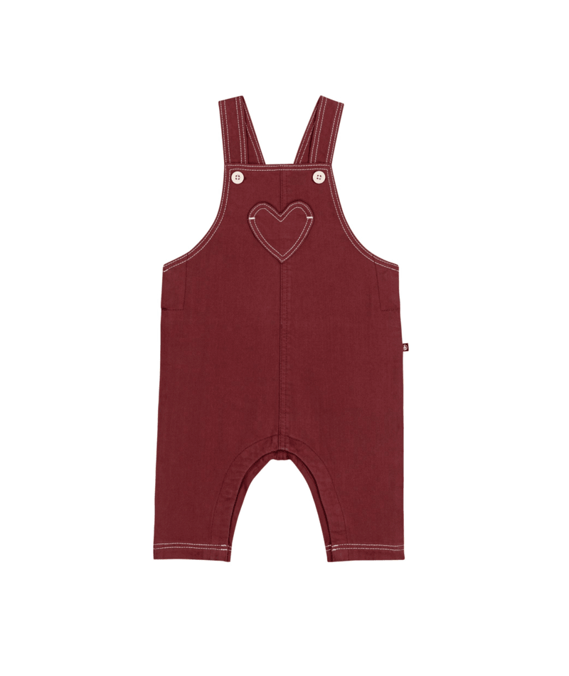 Baby Girl Overall Burgundy W/Heart Detail