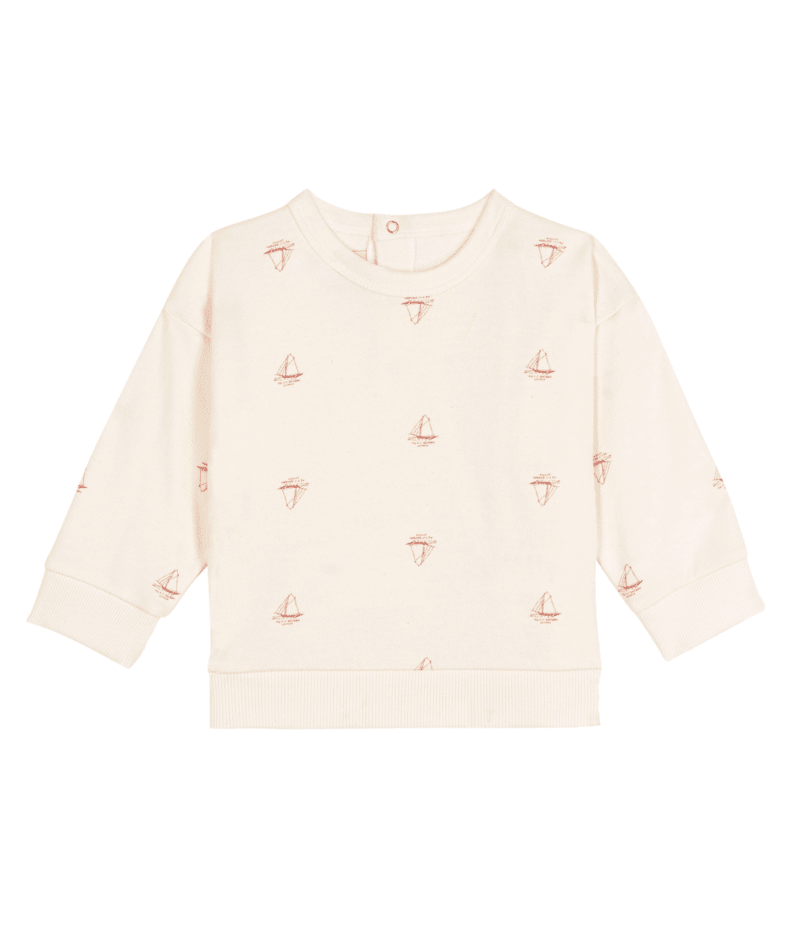 Baby White/Red Boat Print Sweatshirt