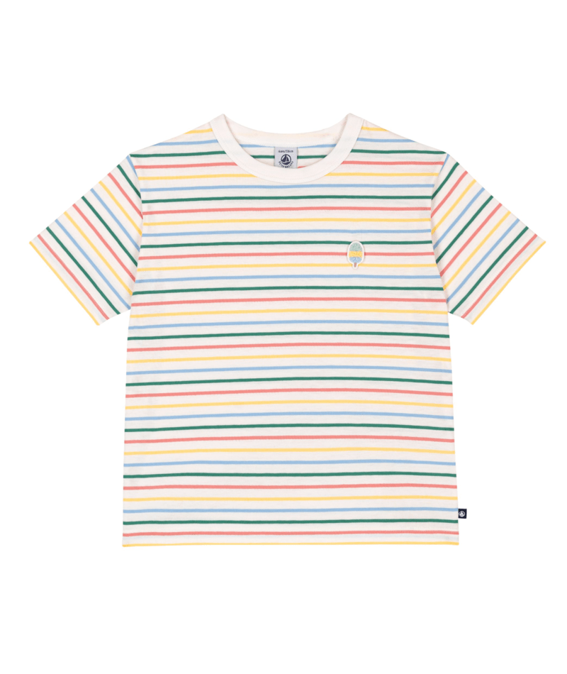 A0F66 White Multi Color Stripes Tee