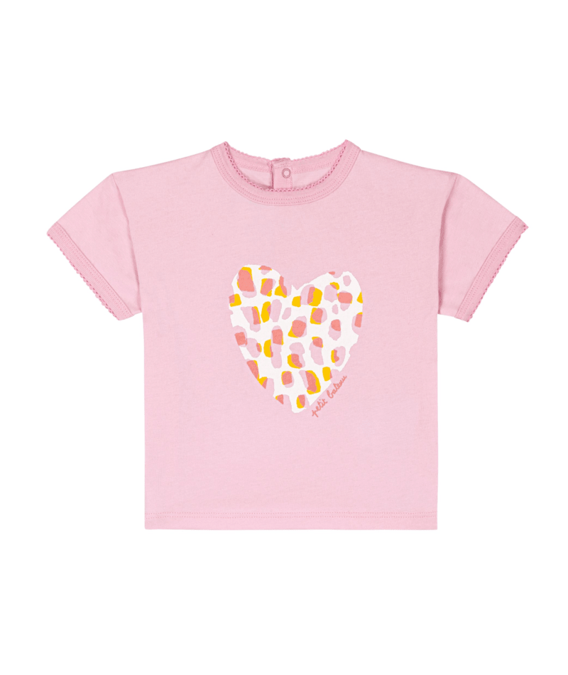 A0F8Z Pink Tee W/Printed Heart Graphic Baby