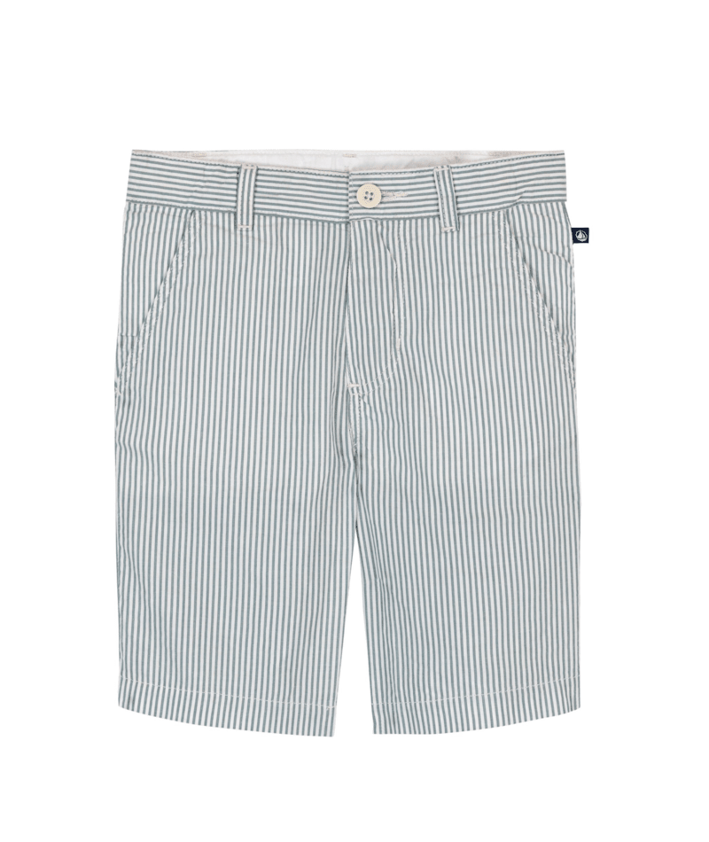 A0FJQ White Blue Seersucker Shorts