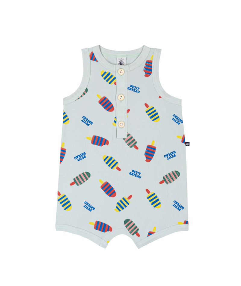 A0FM1 Mint Ice Cream Print Romper