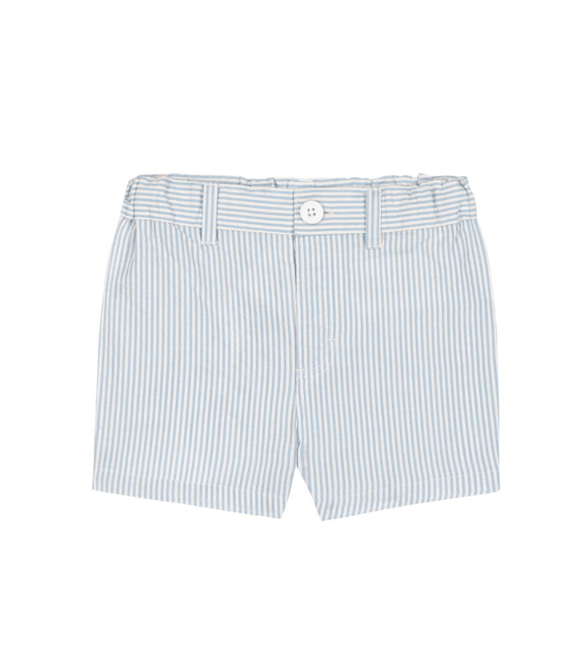 A0FN0 White Blue Seersucker Stripe Shorts