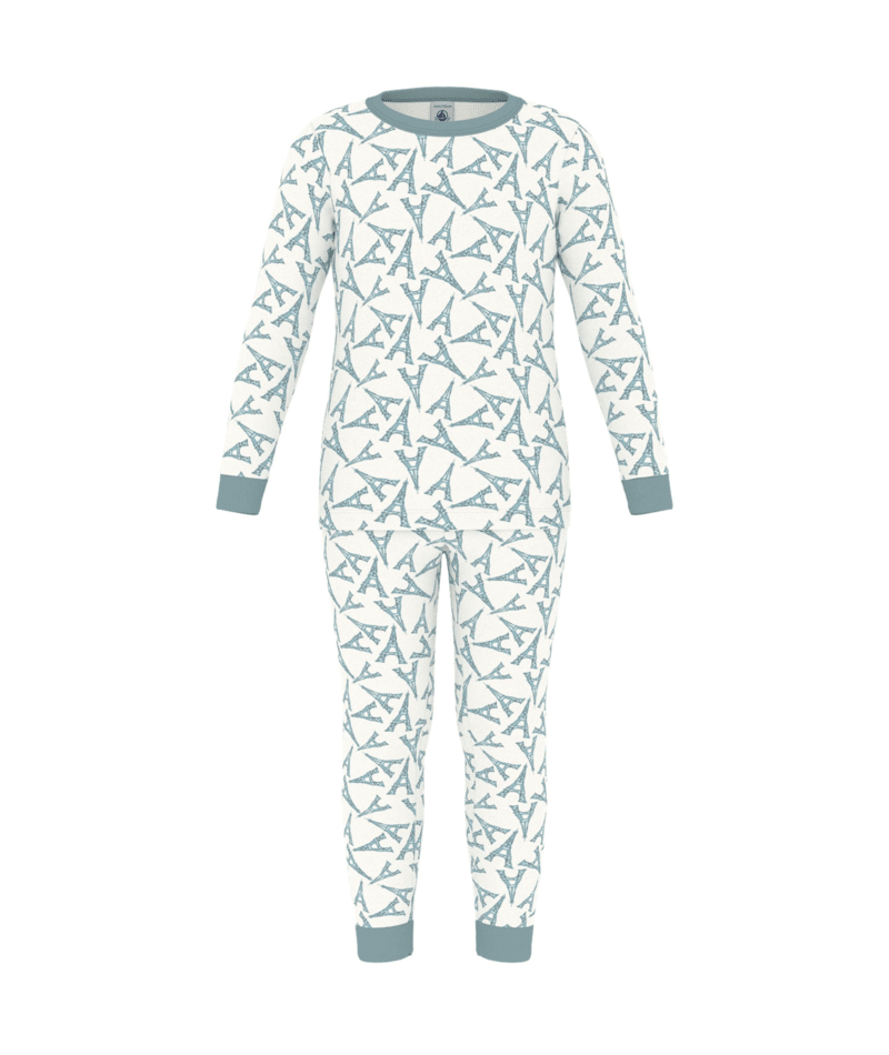 A0FPE White Teal Eiffel Tower Pajamas