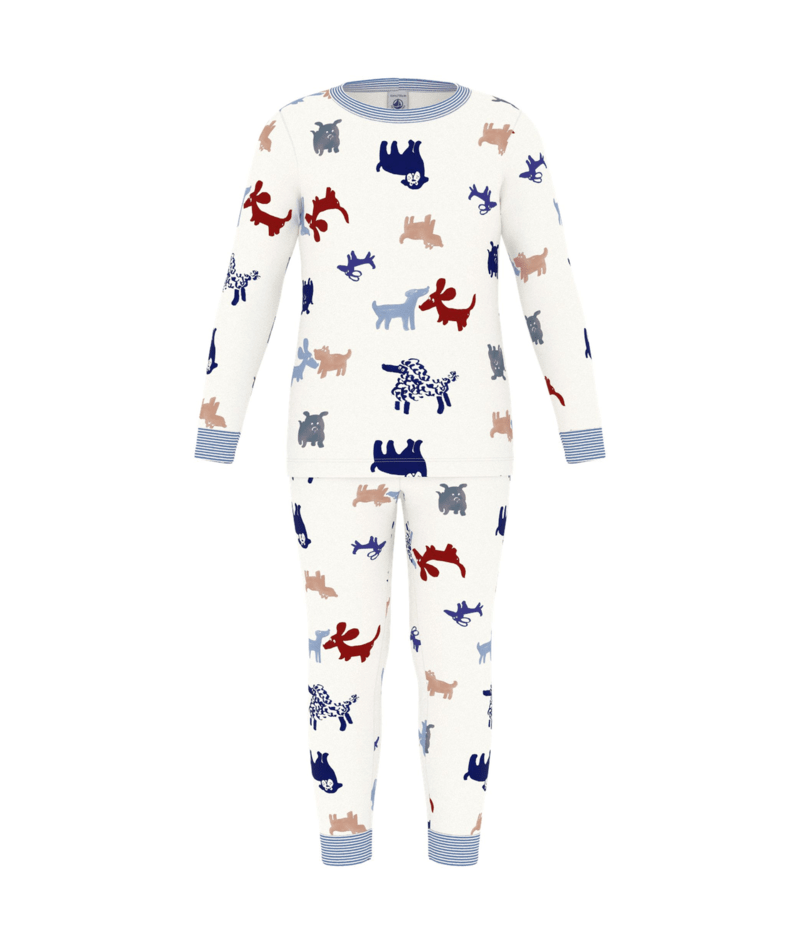 A0FPI White Multi Dog Print Pajamas