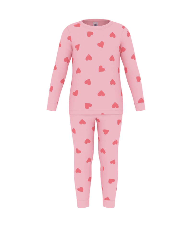 A0FVF Pink Heart Print Pajamas