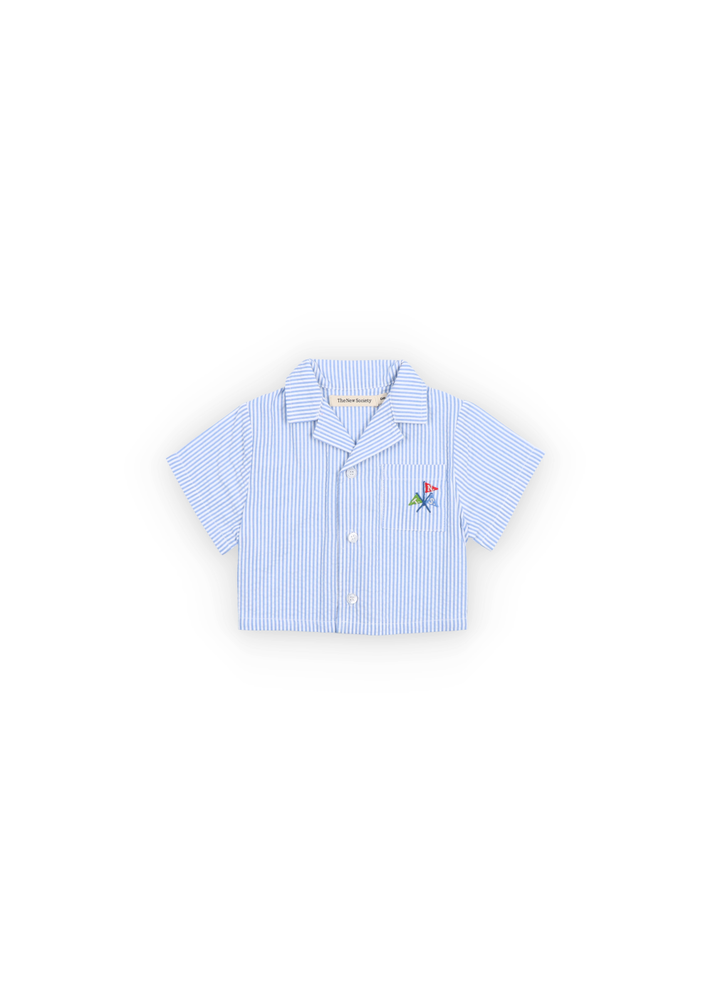 Almond Baby Shirt Vista Blue Seersucker