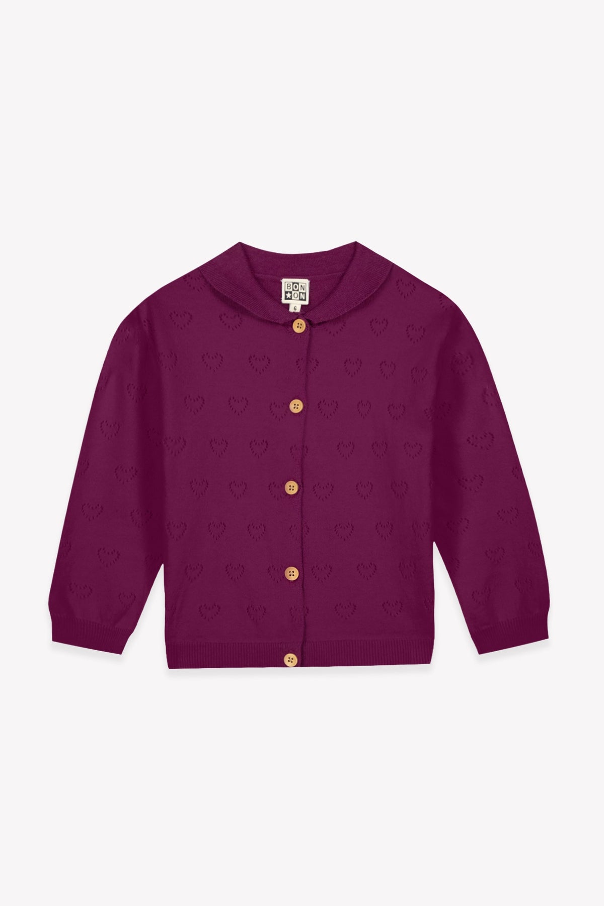 BD18062 Purple Rain Perforated Hearts Cardigan