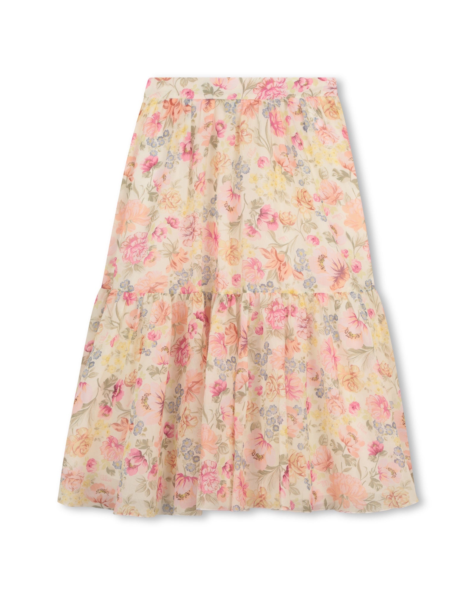 C20828 Multicolored Floral Print Maxi Skirt