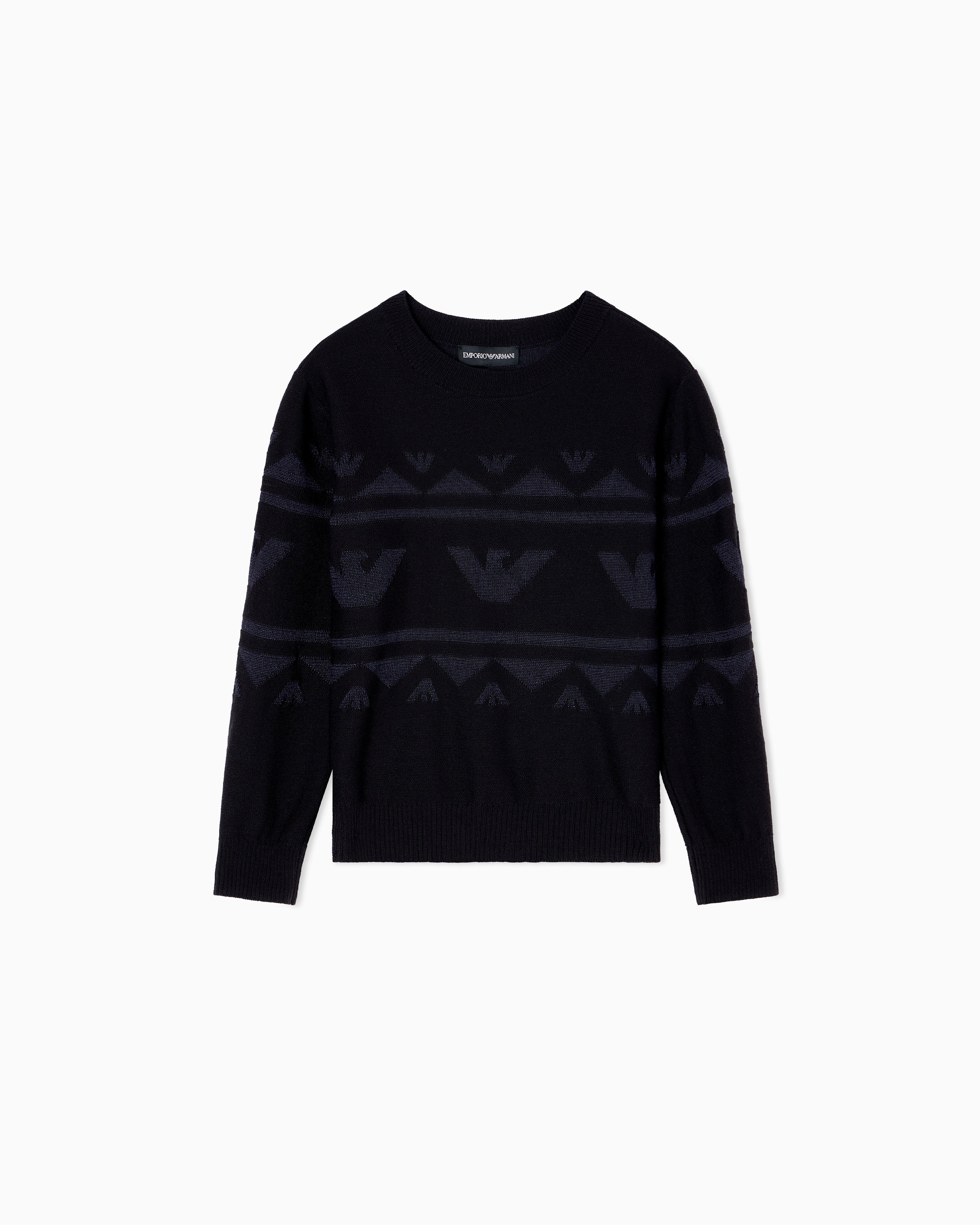 AF19453 Boys Eagle Pattern Sweater Navy