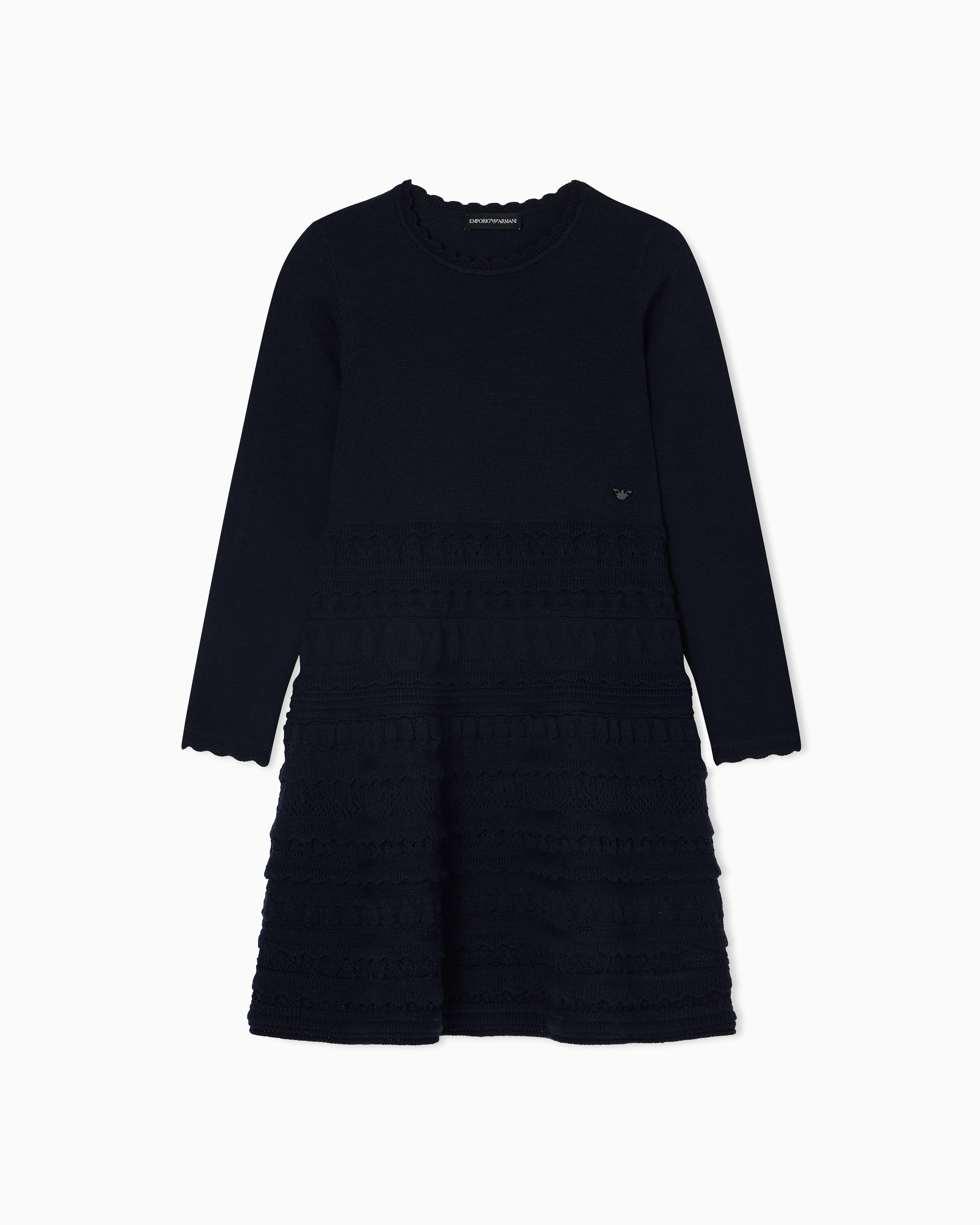 AF17395 Girls Long Sleeve Ruffle Dress Navy
