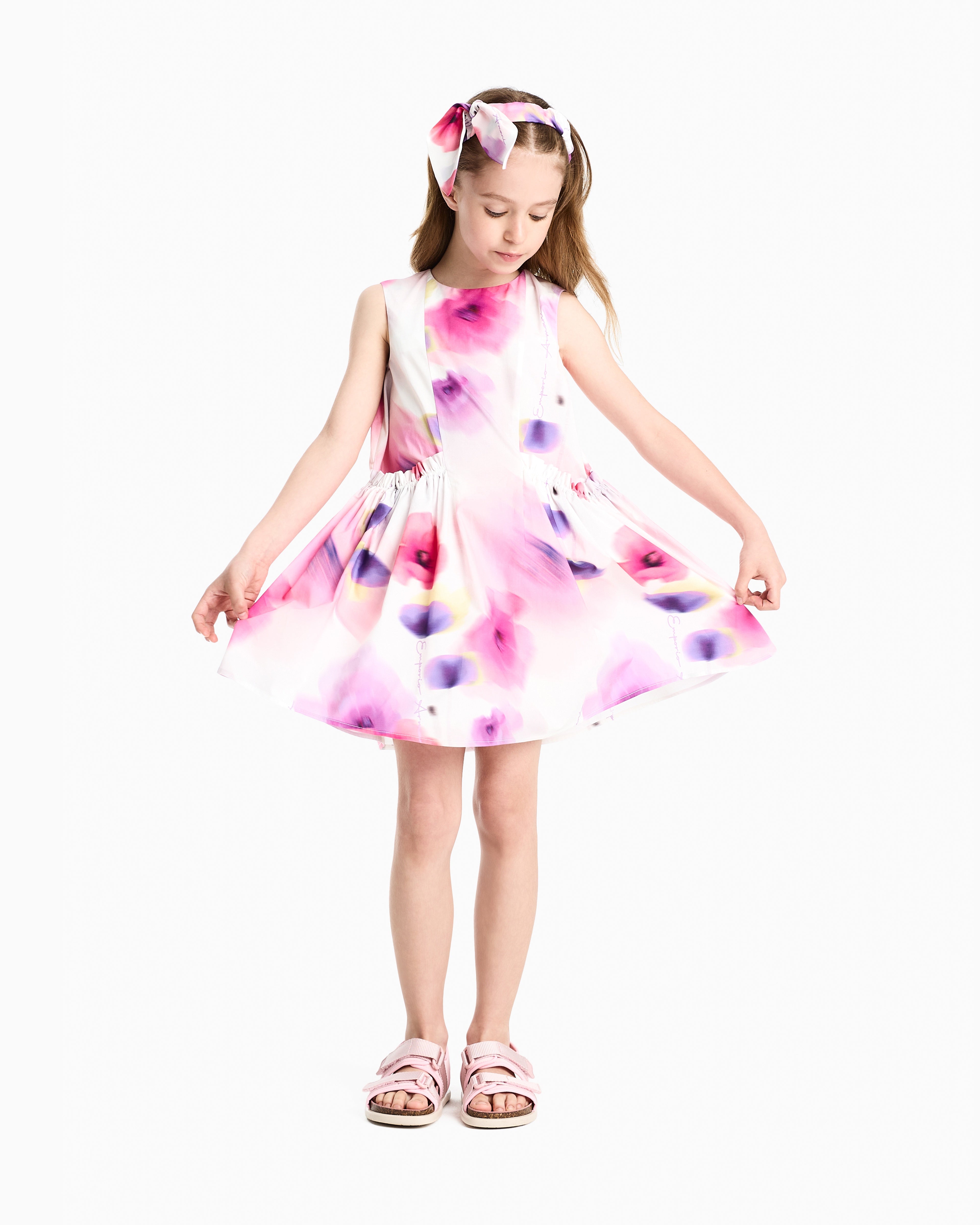 AF21195 Pink Sleeveless Printed Dress