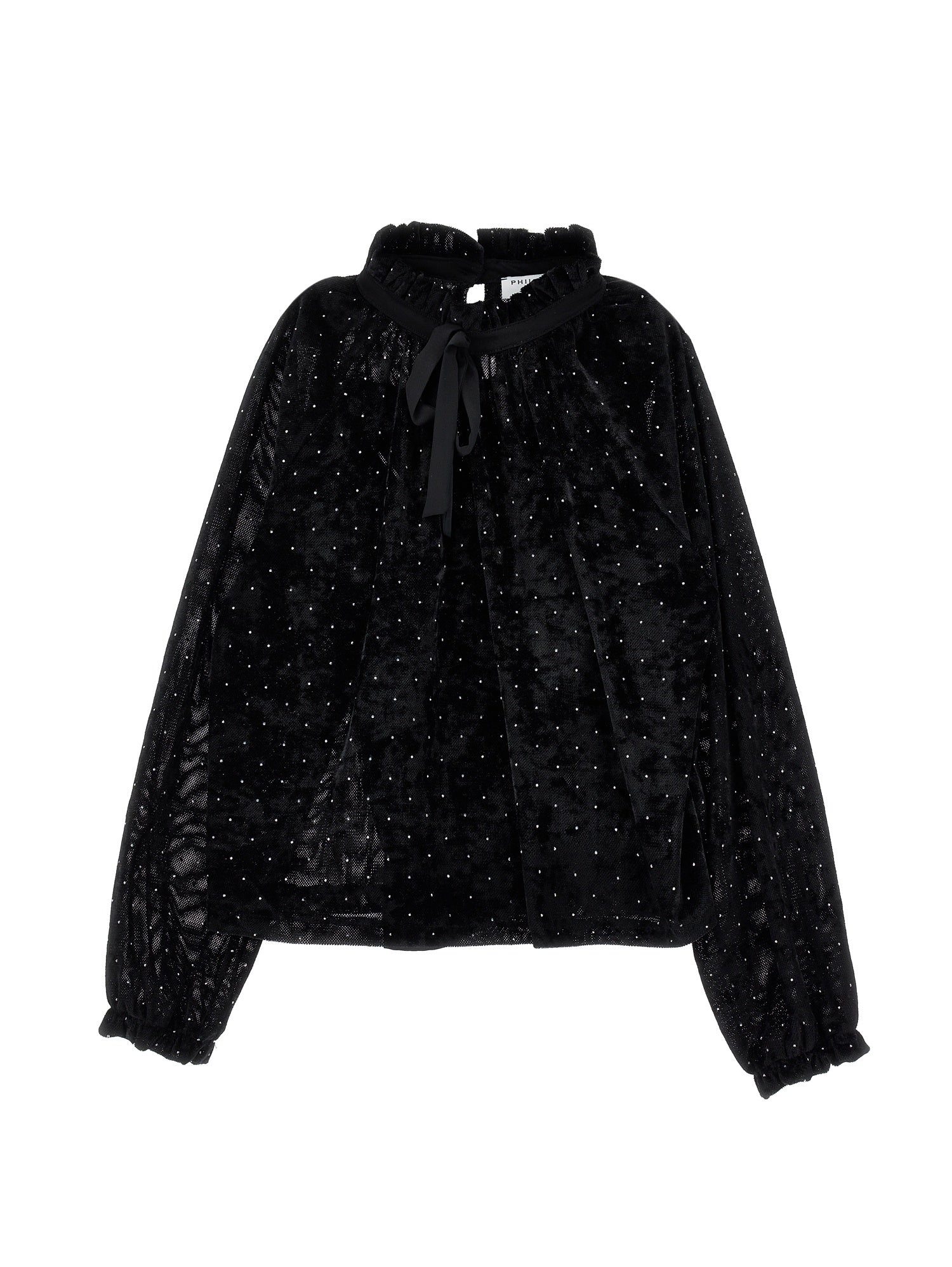 I1H303 Black Velvet Top W/Allover Strass