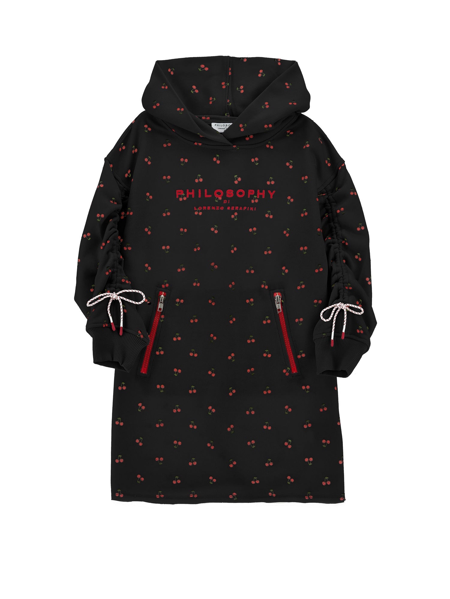 I9F900 Black Sweatshirt Dress W/Hood