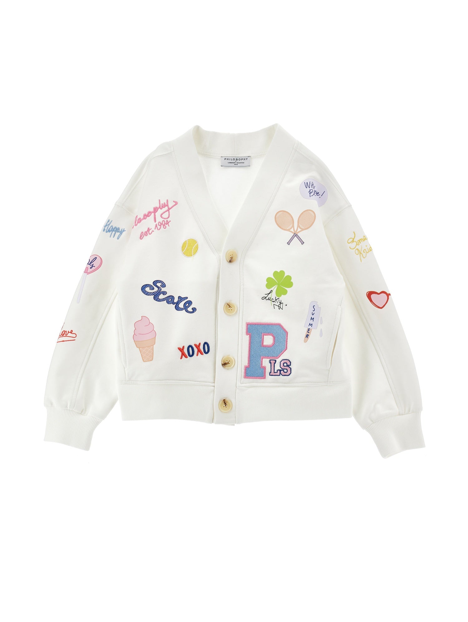 I9G803 White French Terry Cardigan
