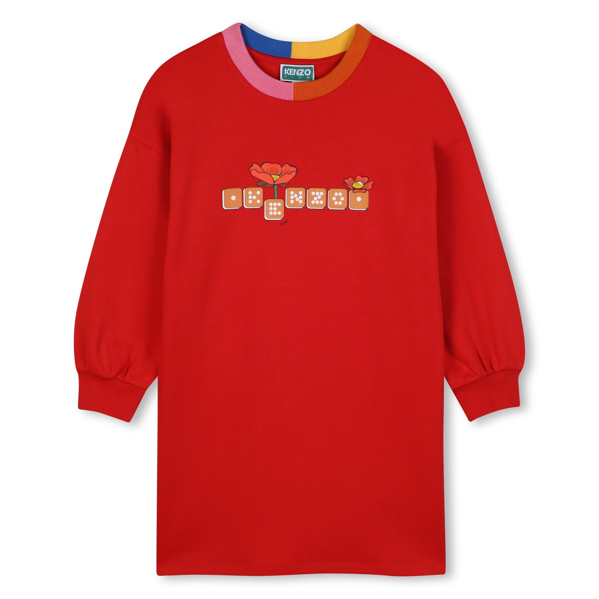 K61902 Bright Red Sweatshirt Dress W/Contrast Collar