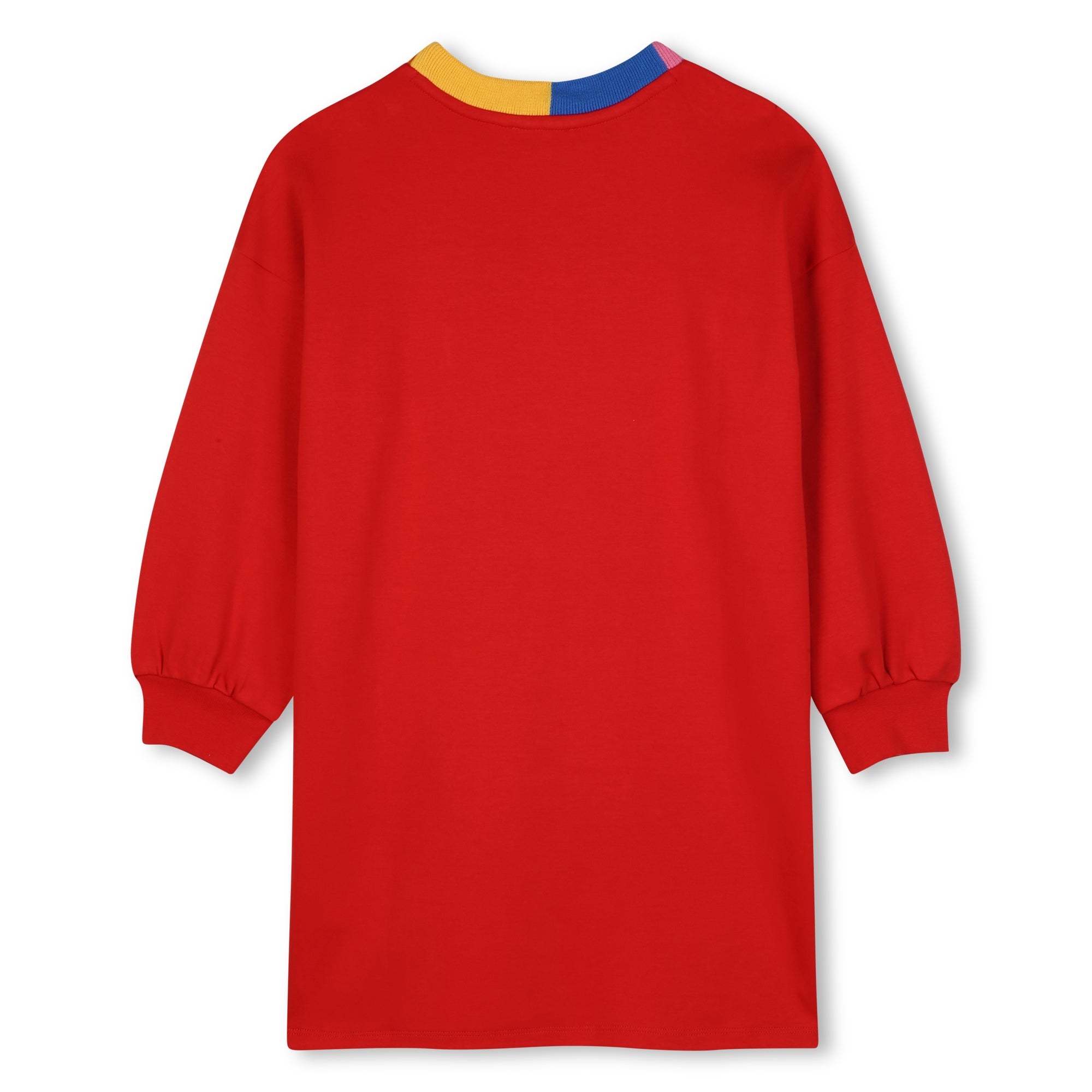 K61902 Bright Red Sweatshirt Dress W/Contrast Collar