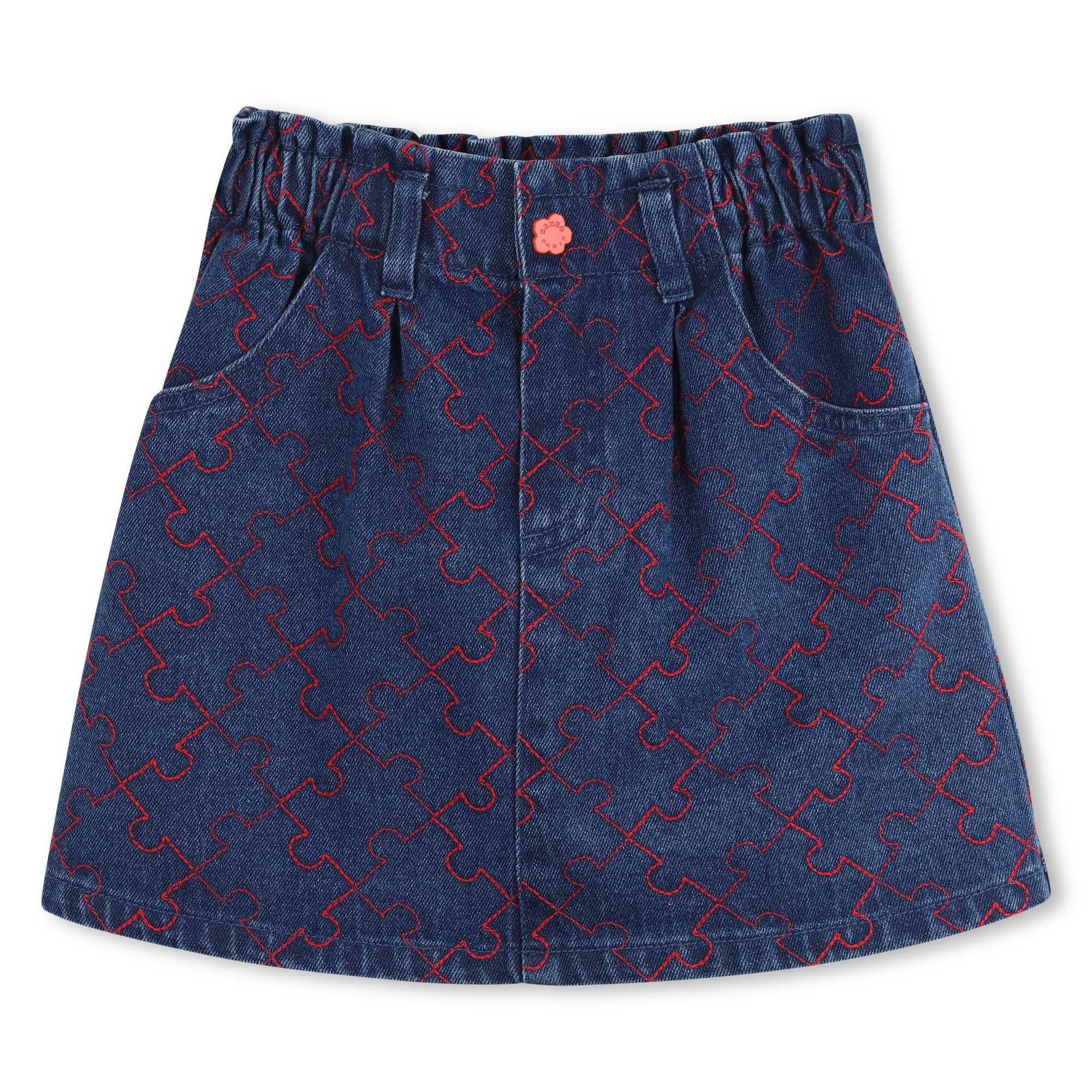 K61905 Denim Skirt W/Red Topstitching