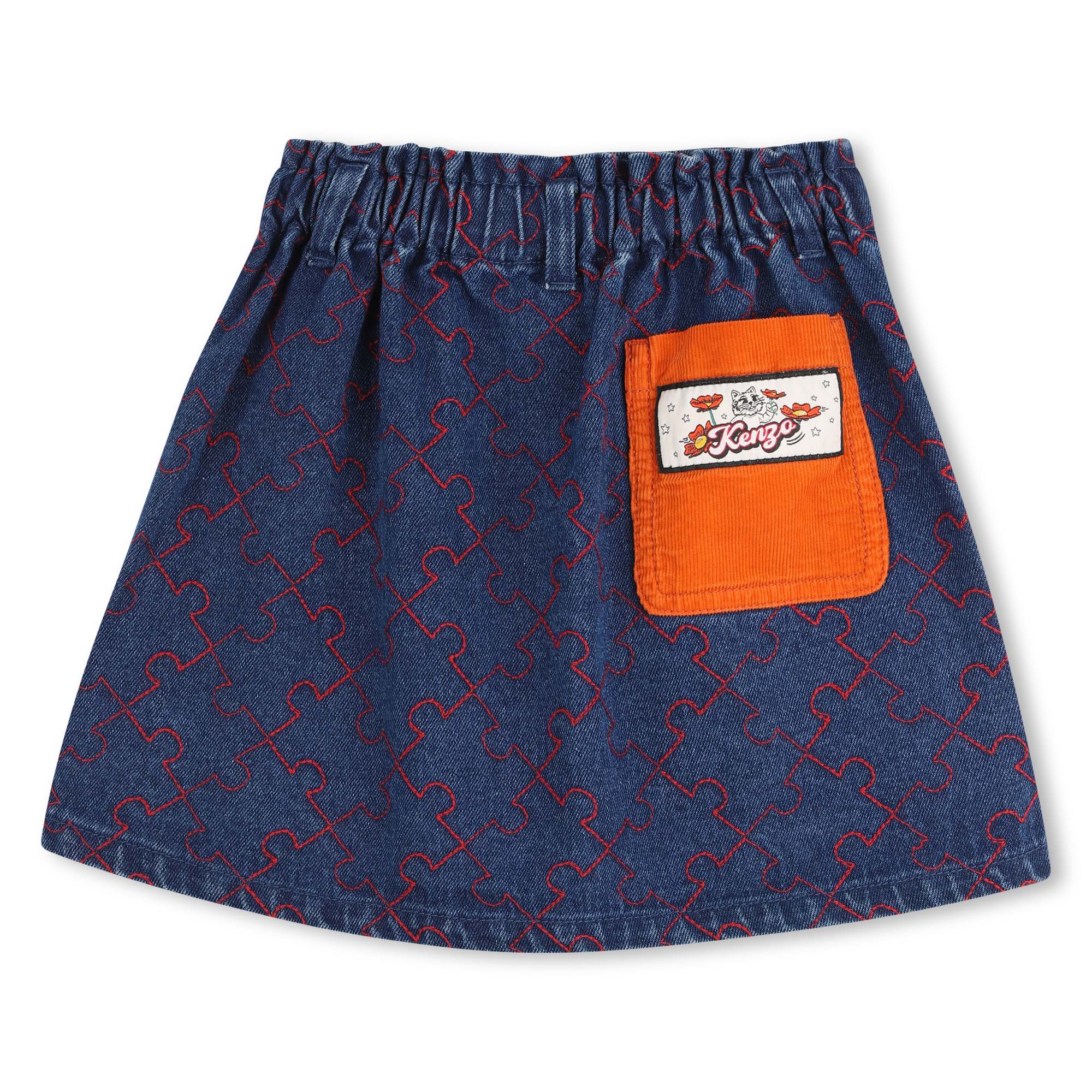 K61905 Denim Skirt W/Red Topstitching