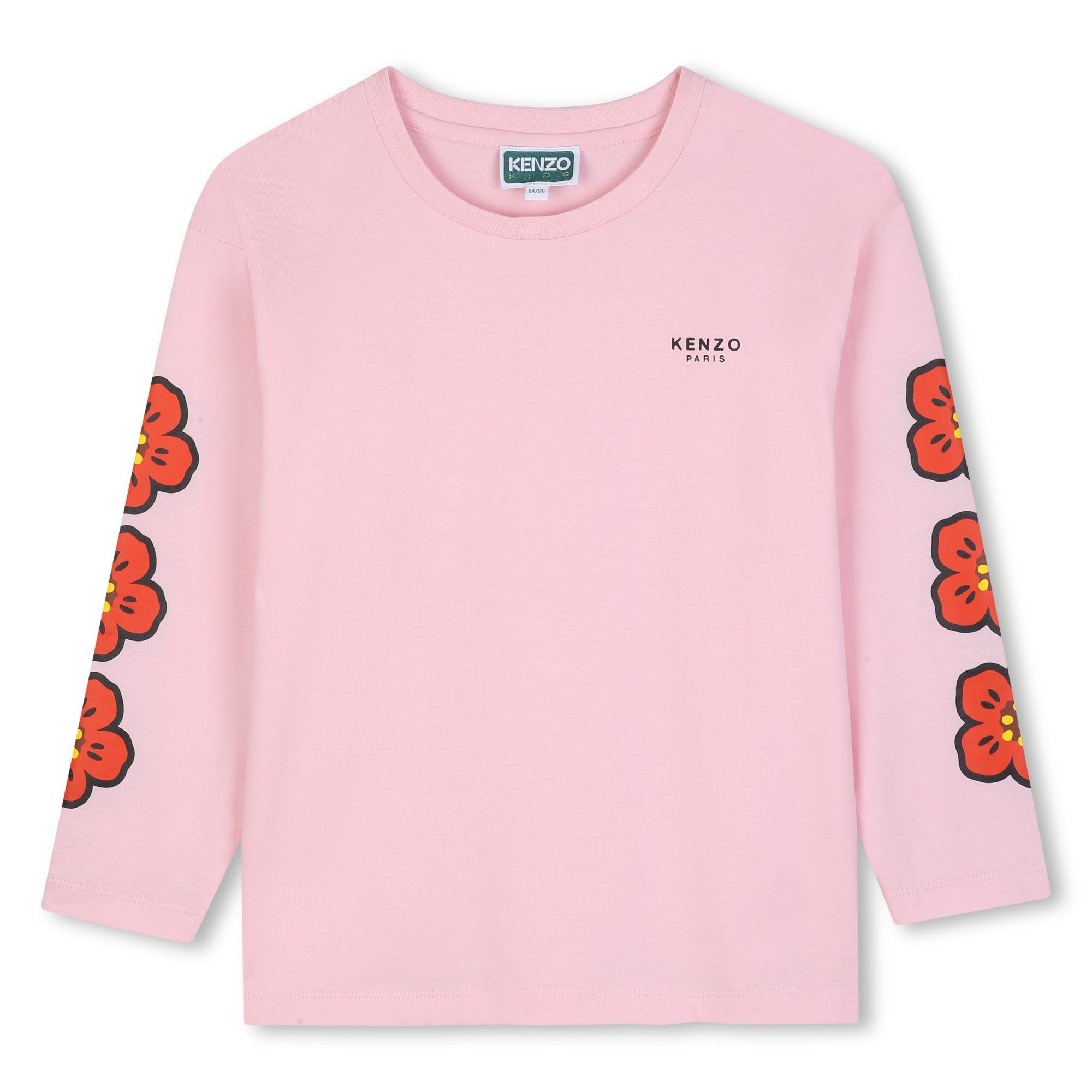 K62018 Pale Apricot Flower Print Sleeves Tshirt
