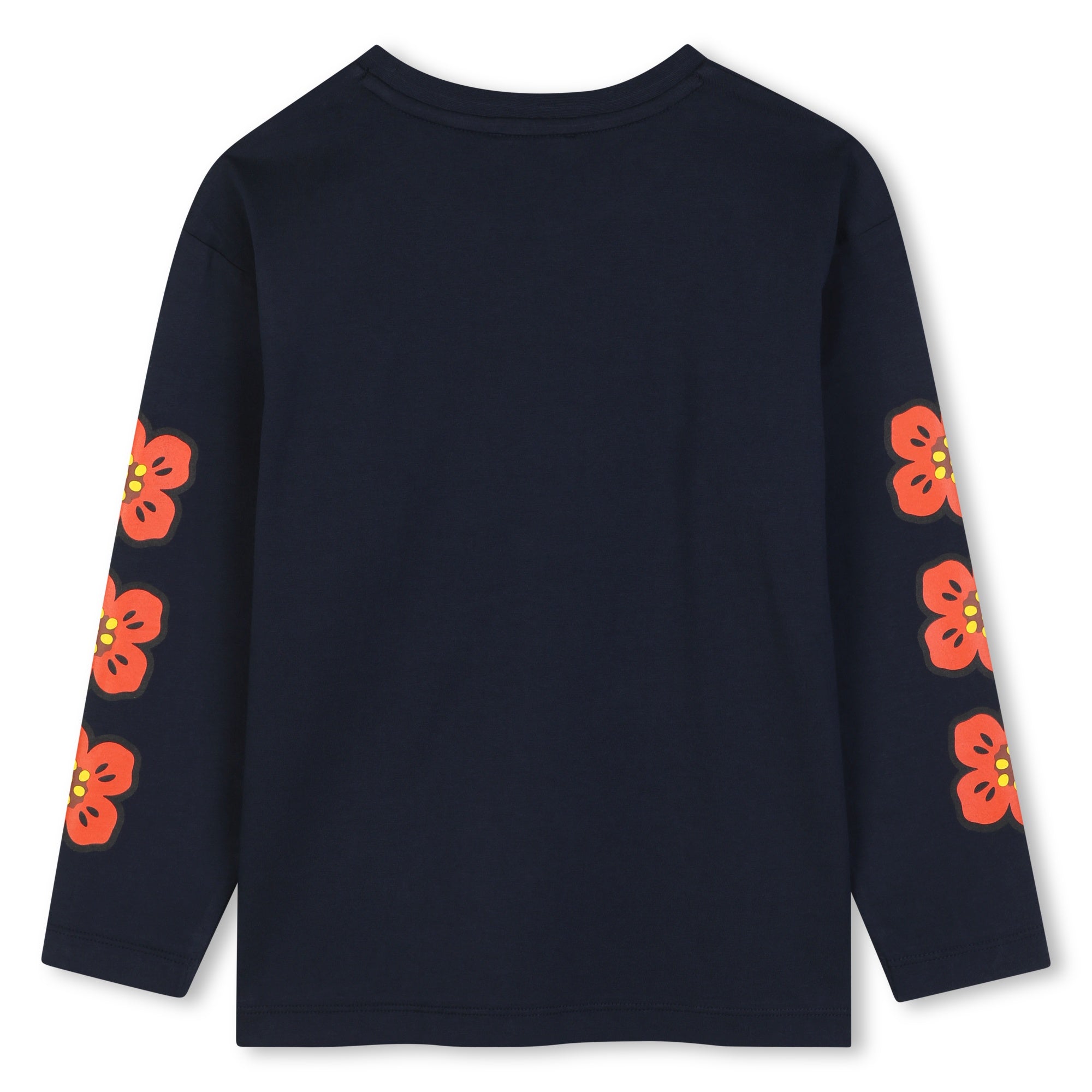 K62018 Navy Flower Print Sleeves Tshirt