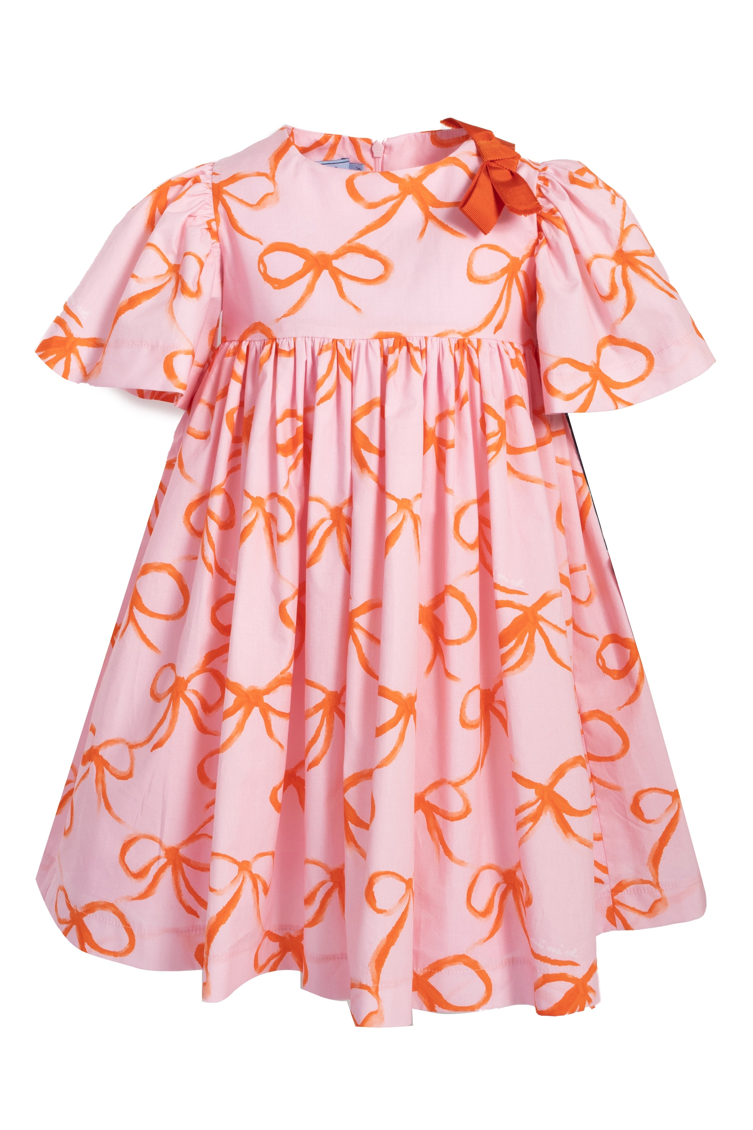 Pink Bow Print Cotton Dress