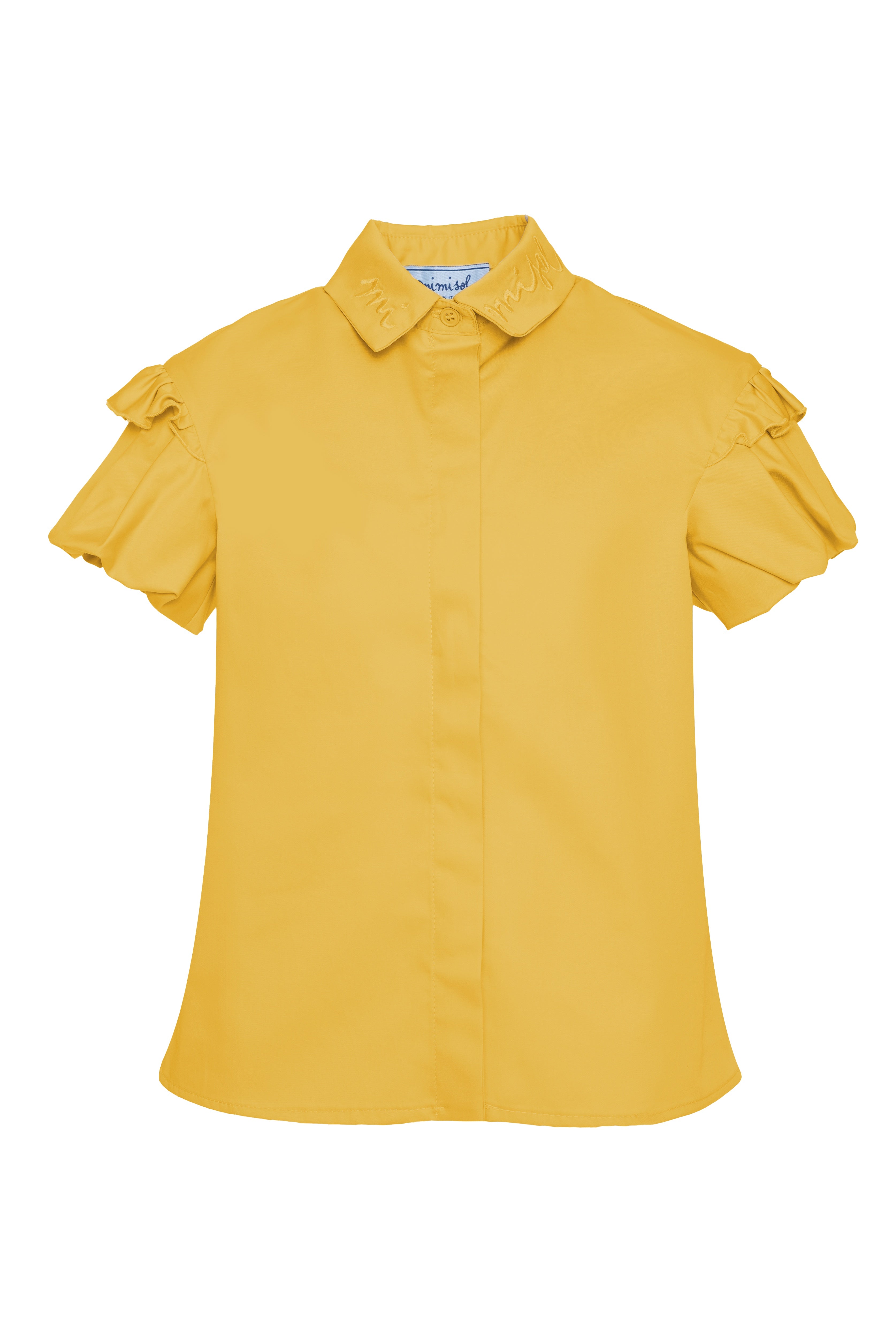 Yellow Puff Sleeve Button Up