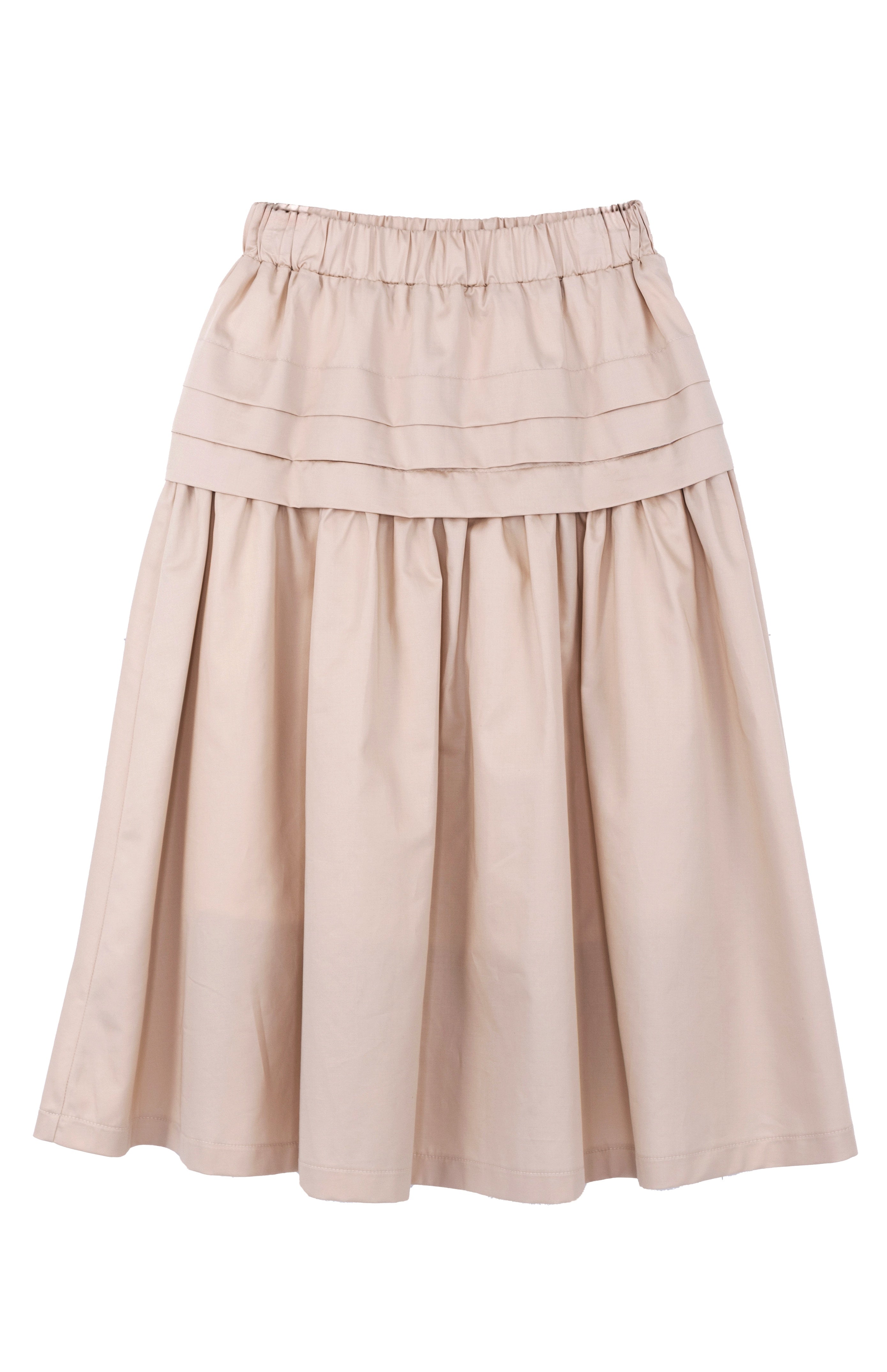 Beige Gathered Maxi Skirt