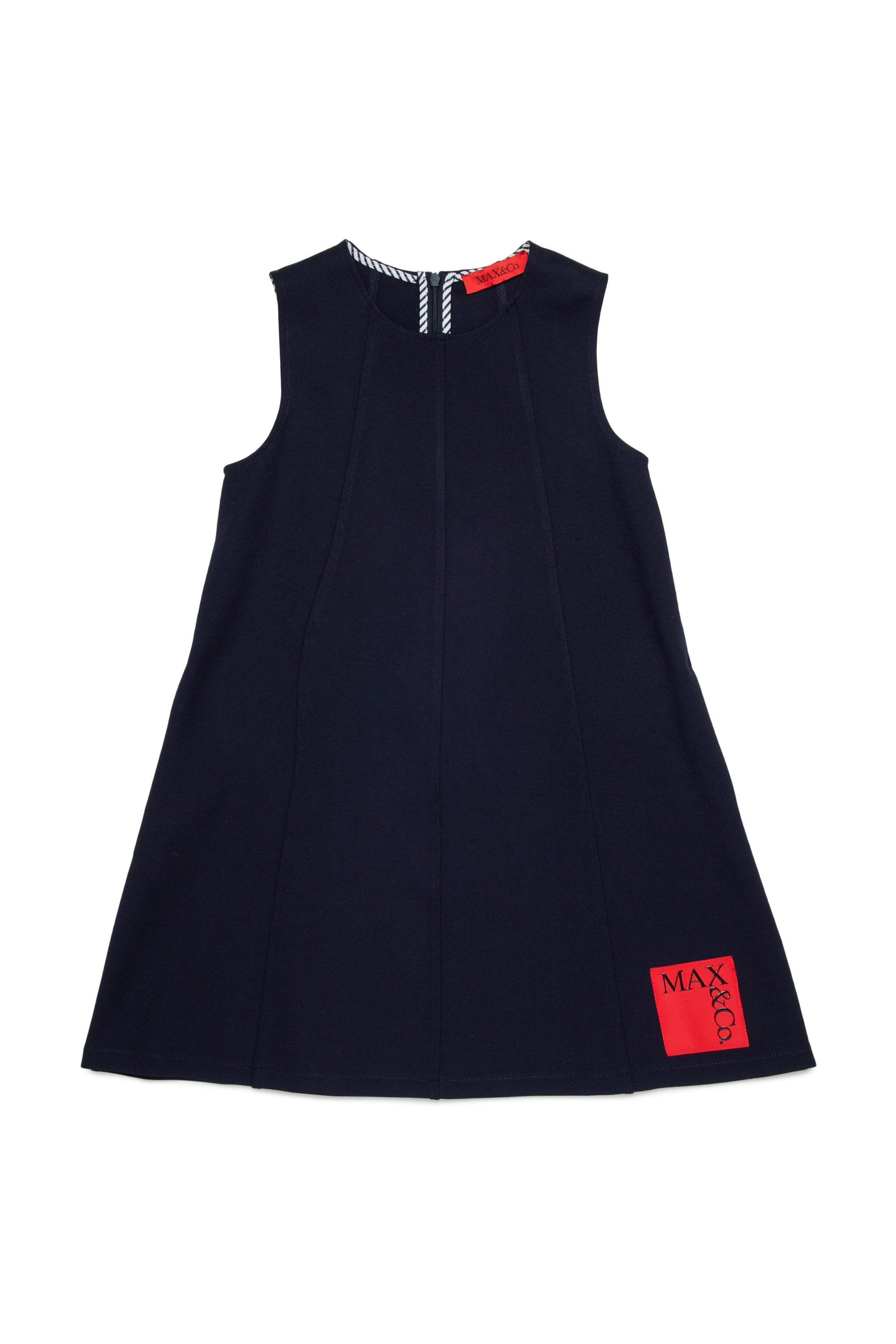MAXD52F Navy SLVLESS Dress W/Seams Down Front