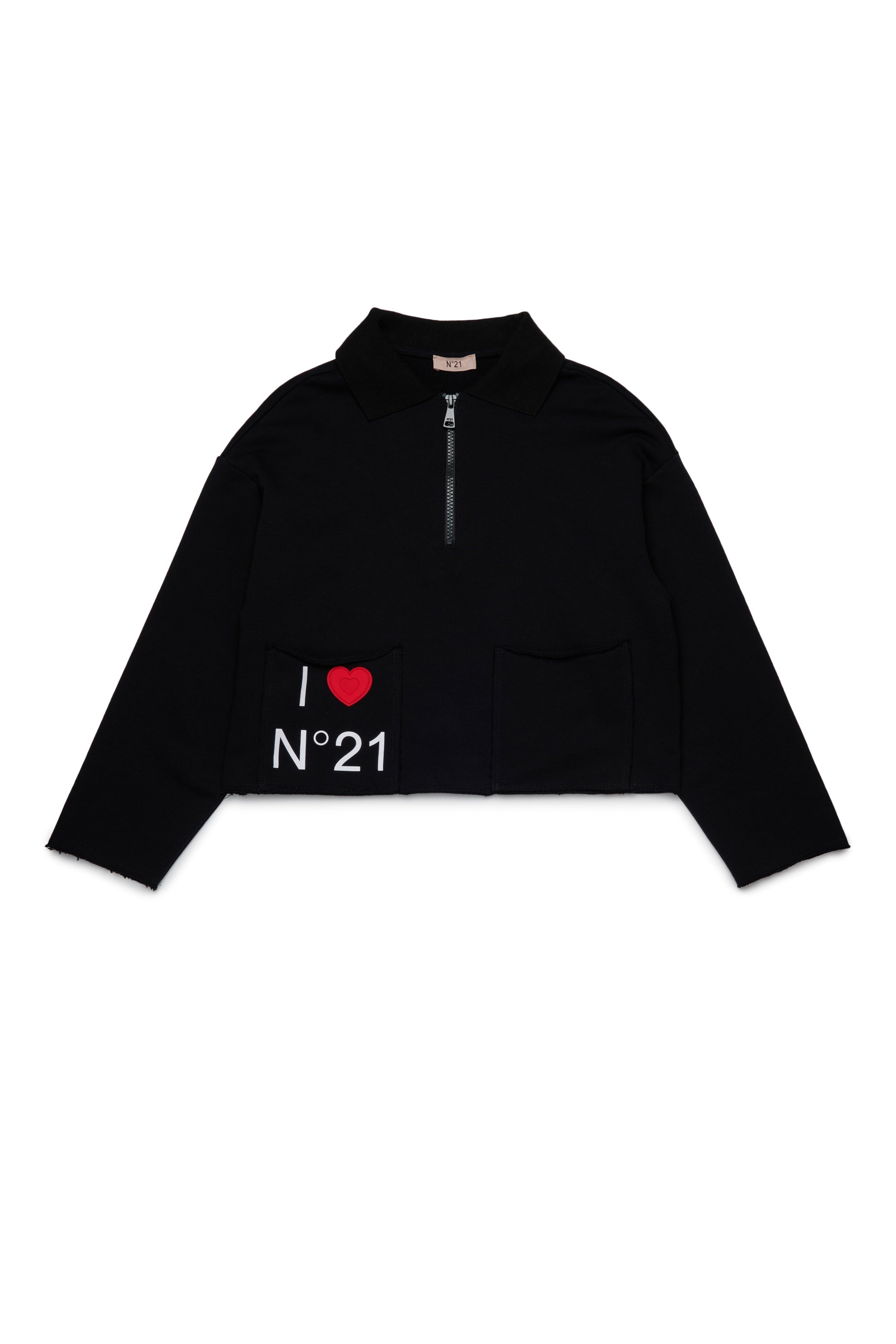 N21S242F Black Sweatshirt Half Zip Collar