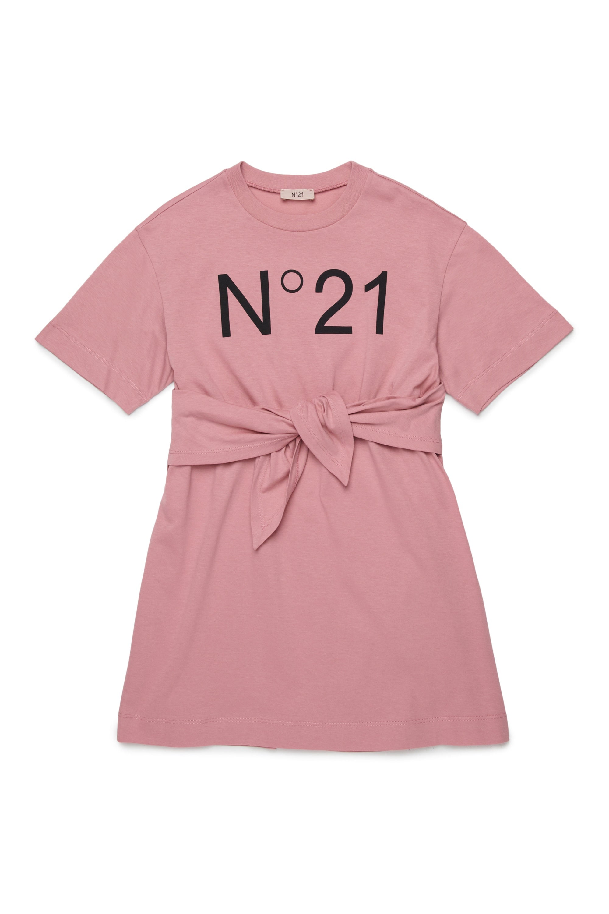 N21D150F Logo Tshirt Dress W/Tie Dress Pink