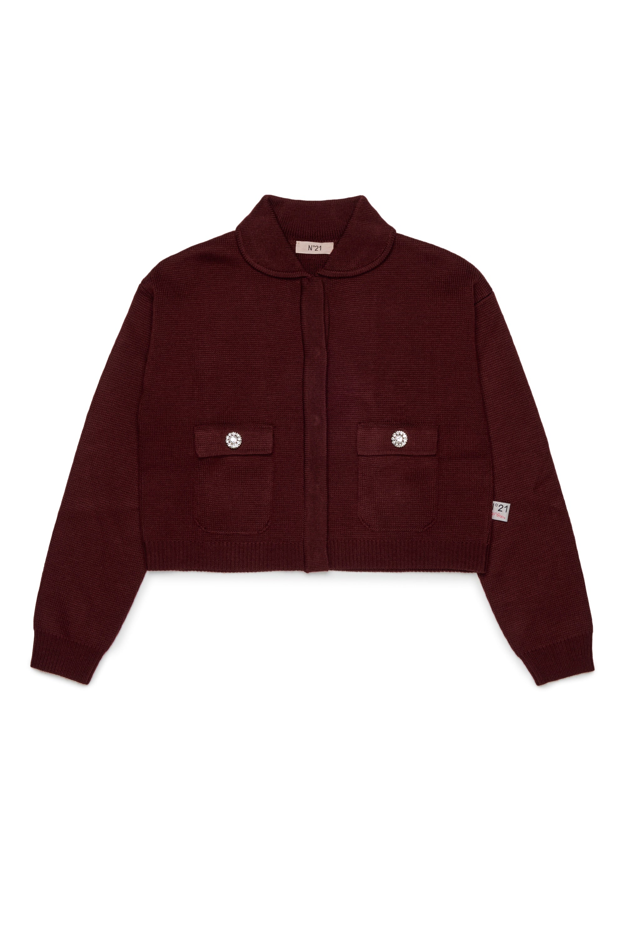 N210DP Maroon Knit Cardigan W/Collar