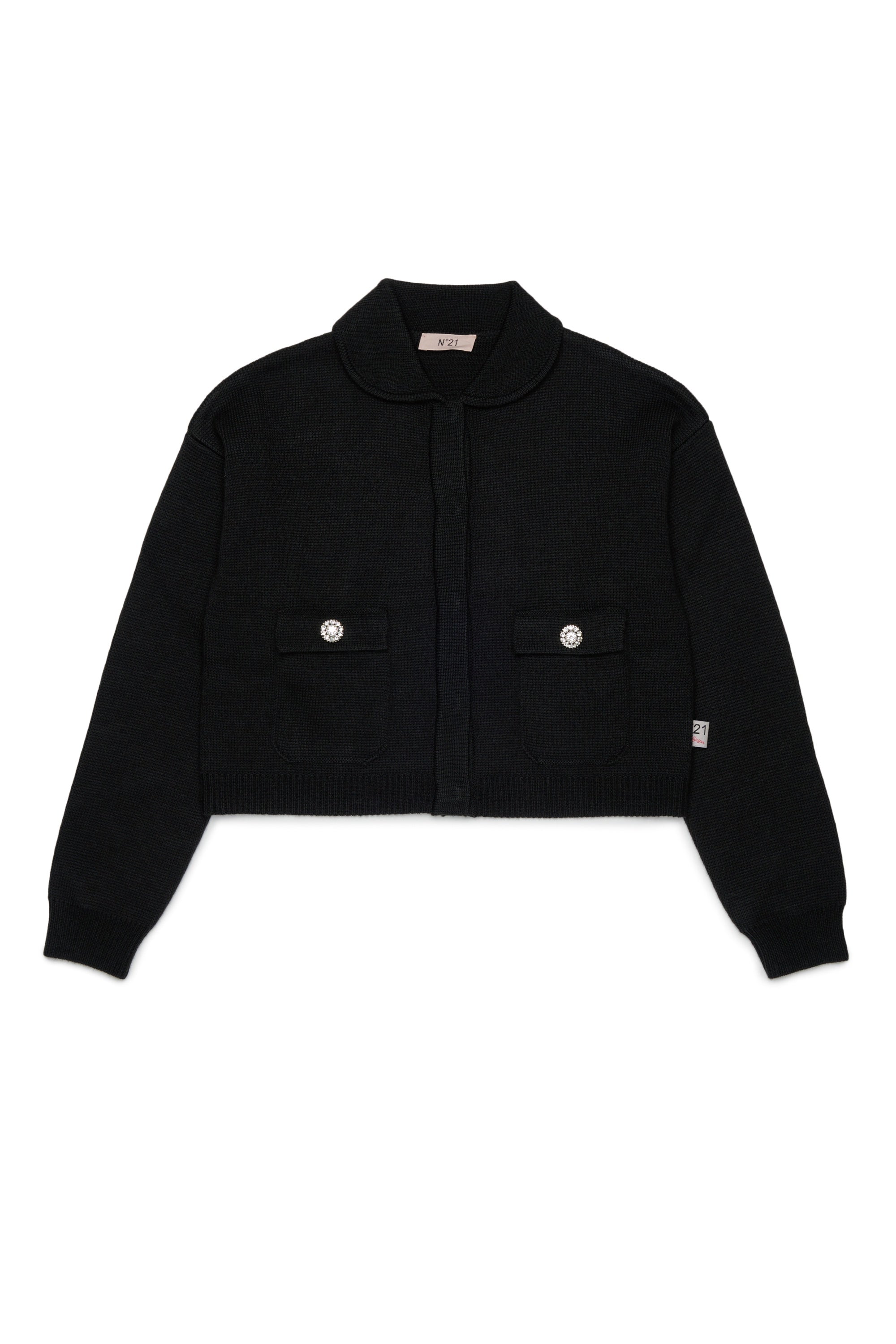 N210DP Black Knit Cardigan W/Collar