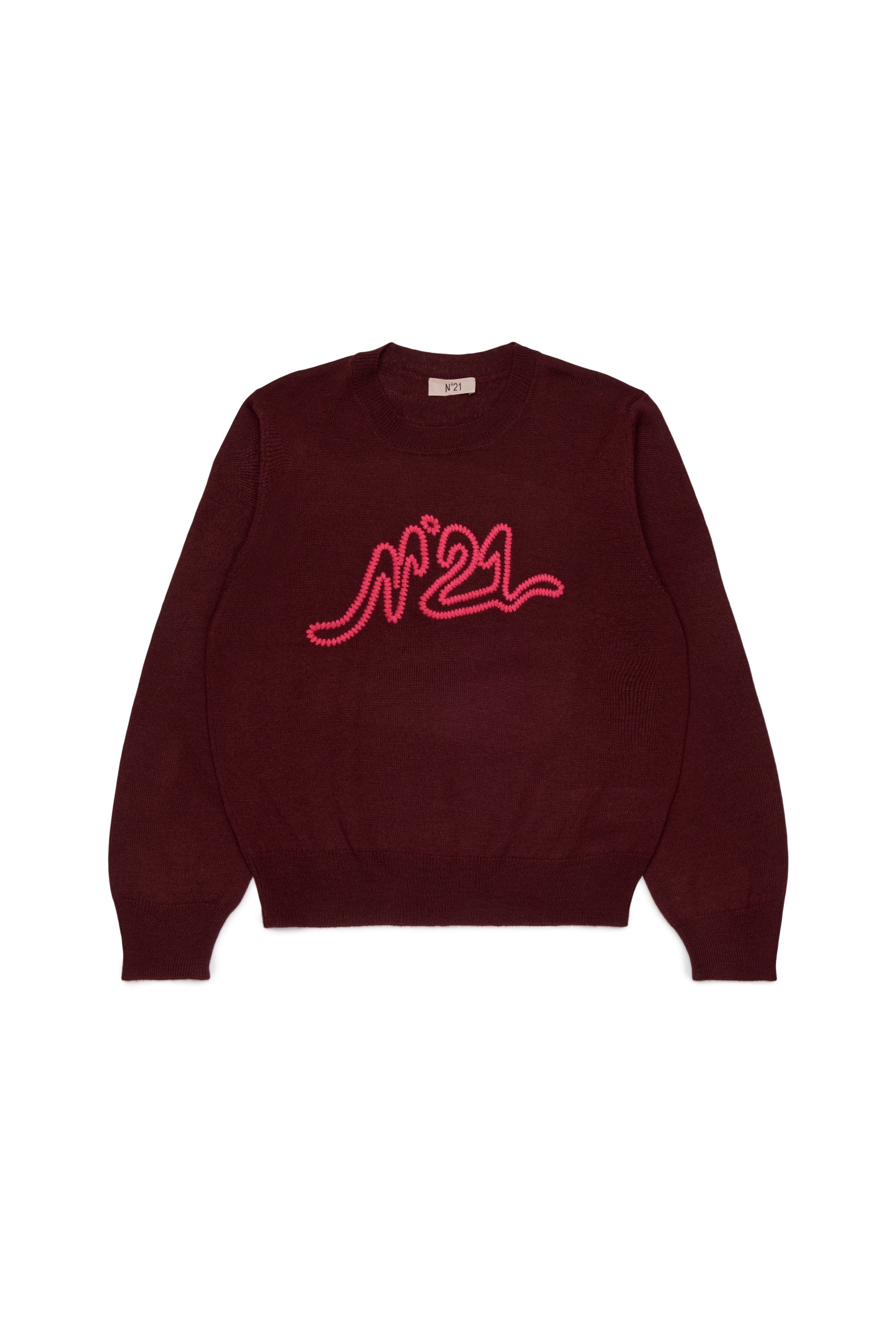 N210DV Maroon Knit Sweater Embroidered Logo