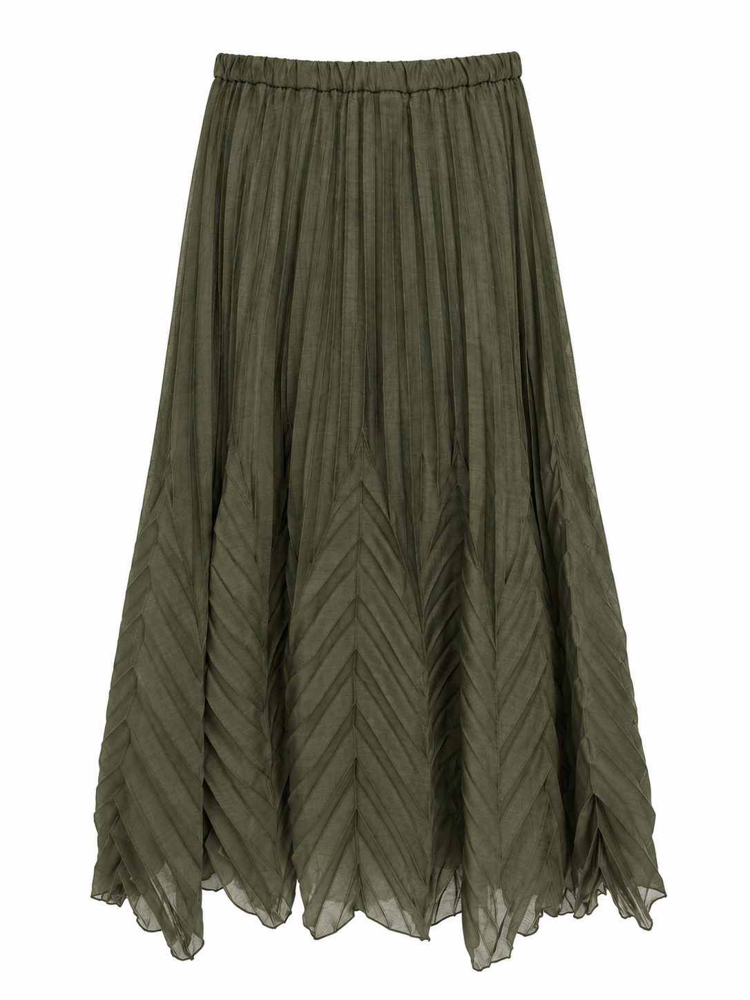 Army Green Pleated Skirt