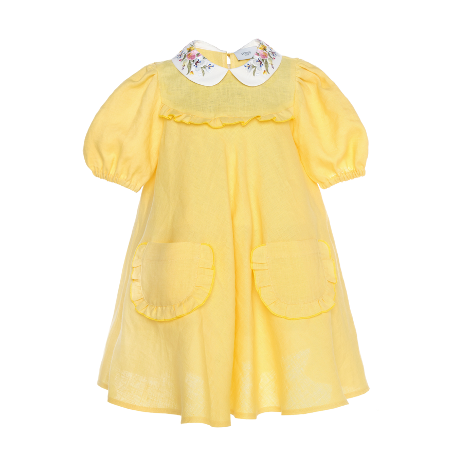 Aria Dress Linen Yellow