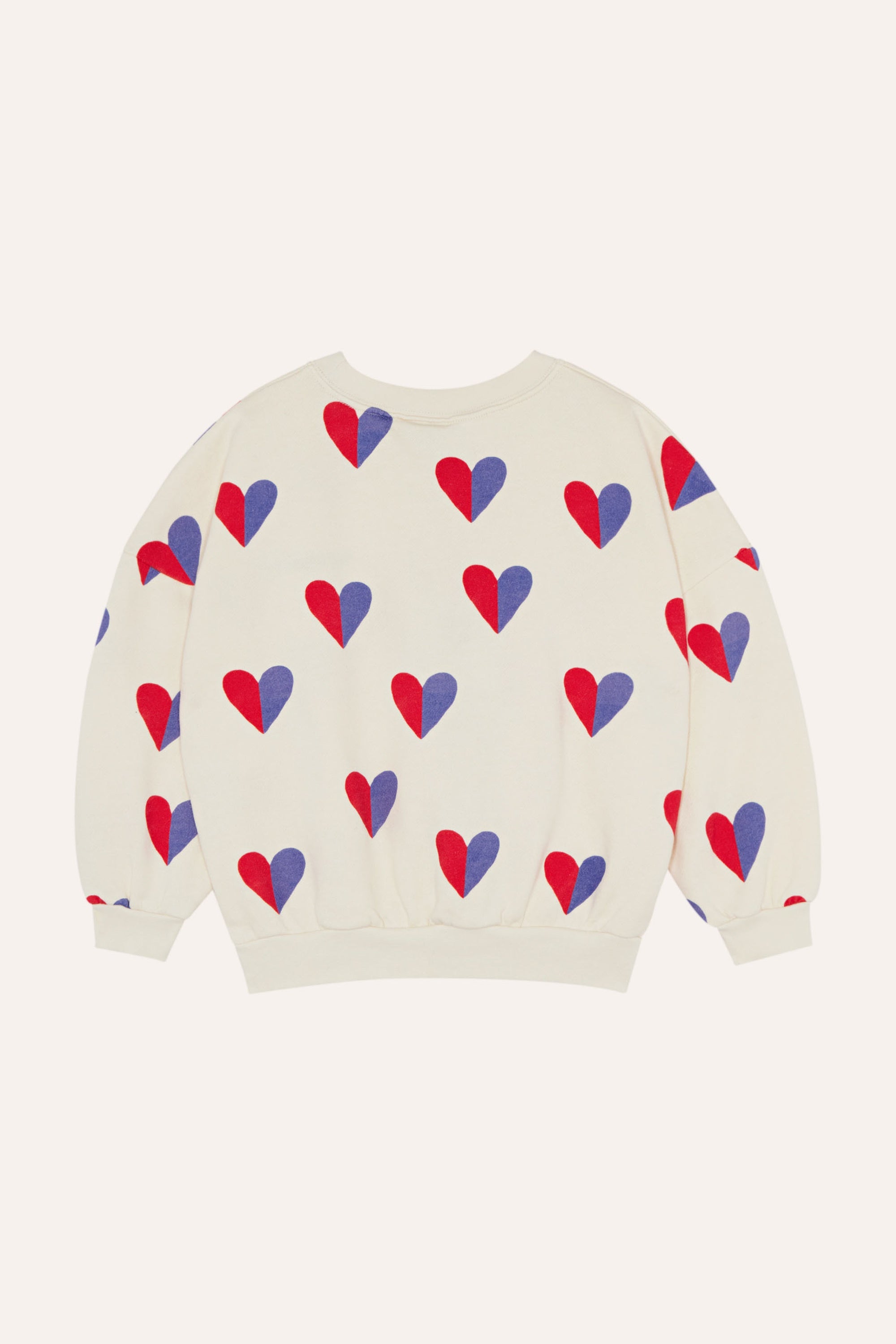 Bicolor Hearts Sweatshirt Ecru
