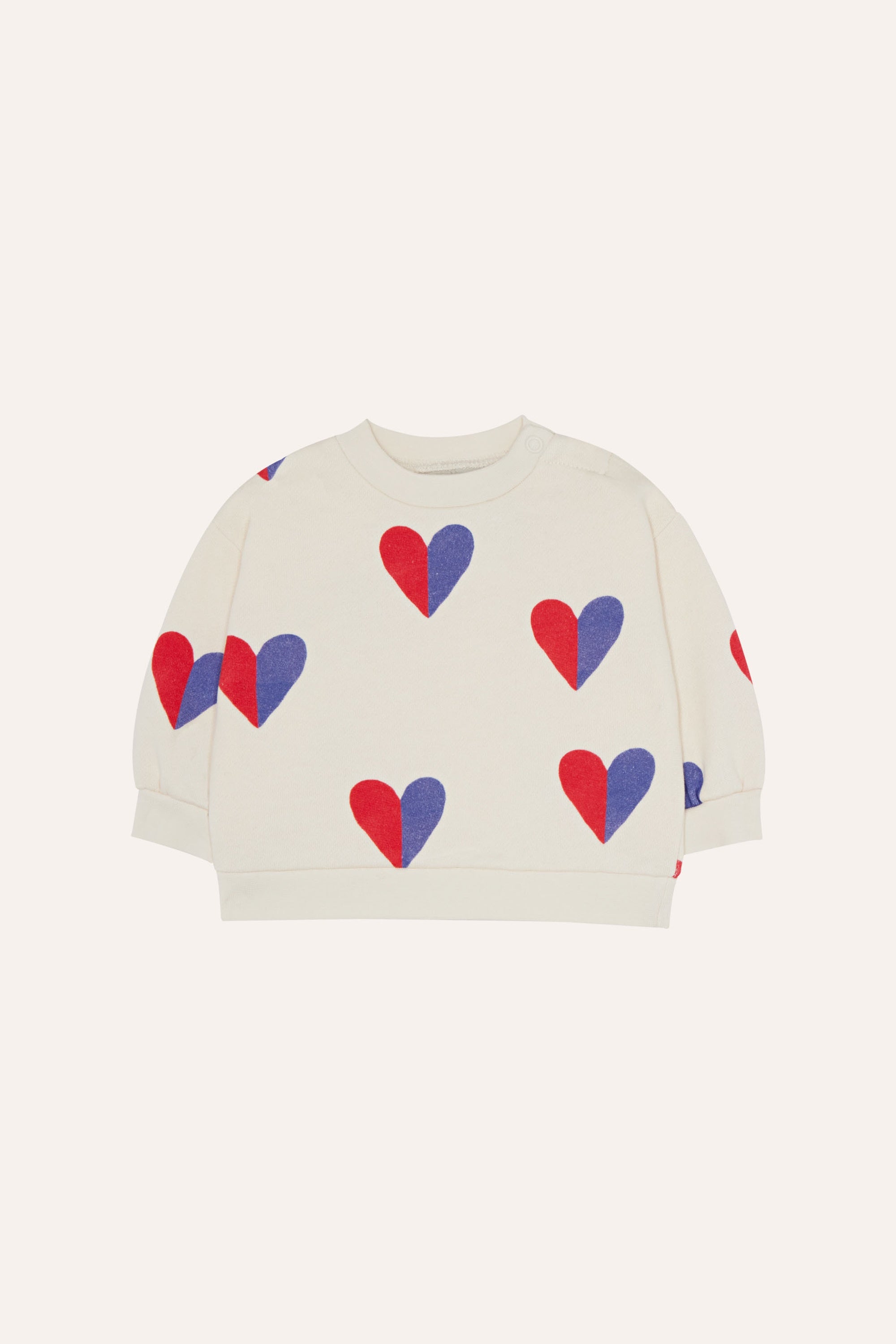 Bicolor Hearts Baby Sweatshirt Ecru
