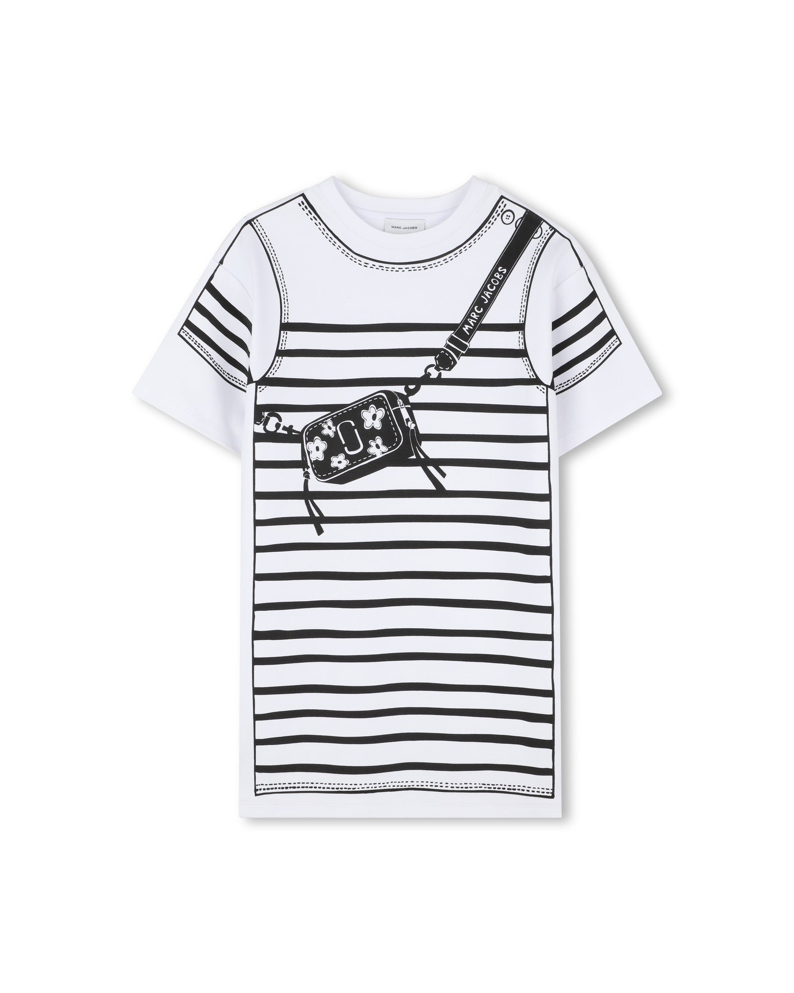 W60715 White Stitching Stripe Dress Snapshot Bag