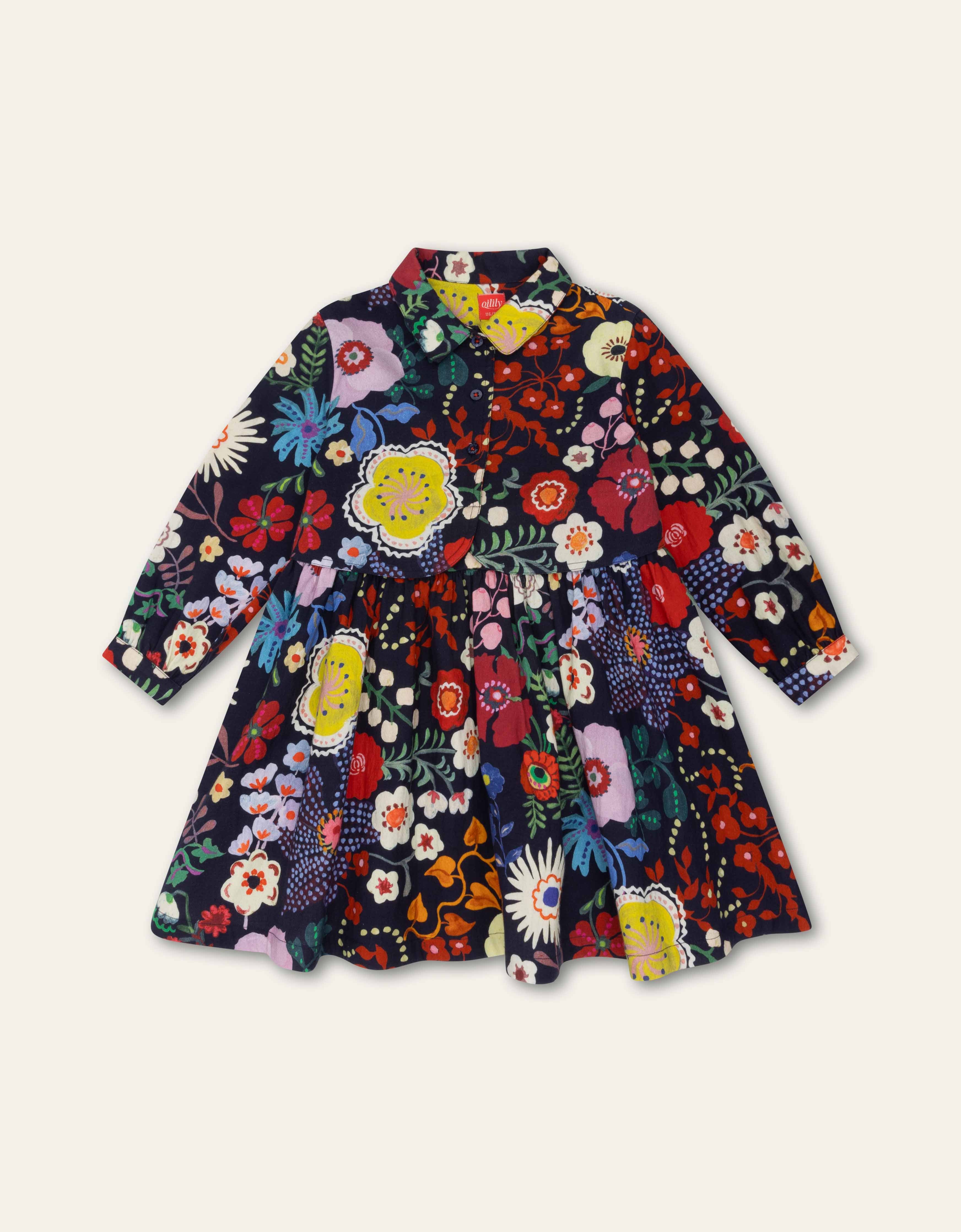 Delphia Long Sleeve Floral Dress Navy Multi