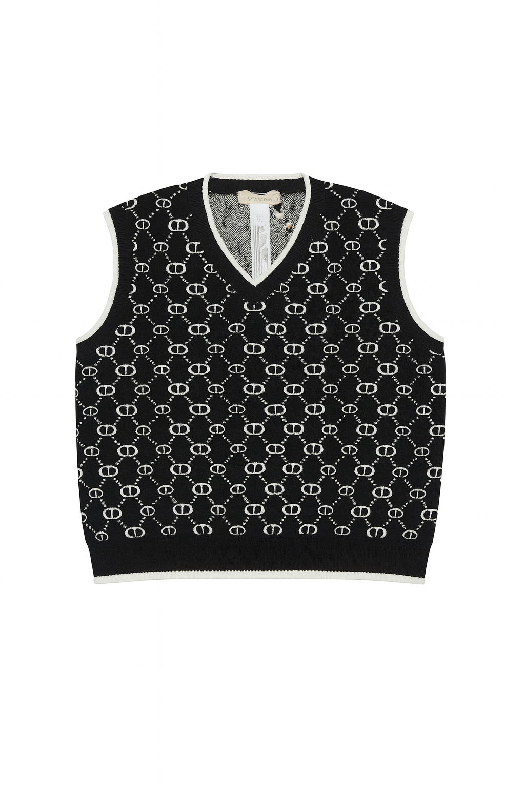 Black/White Short Knit Vest